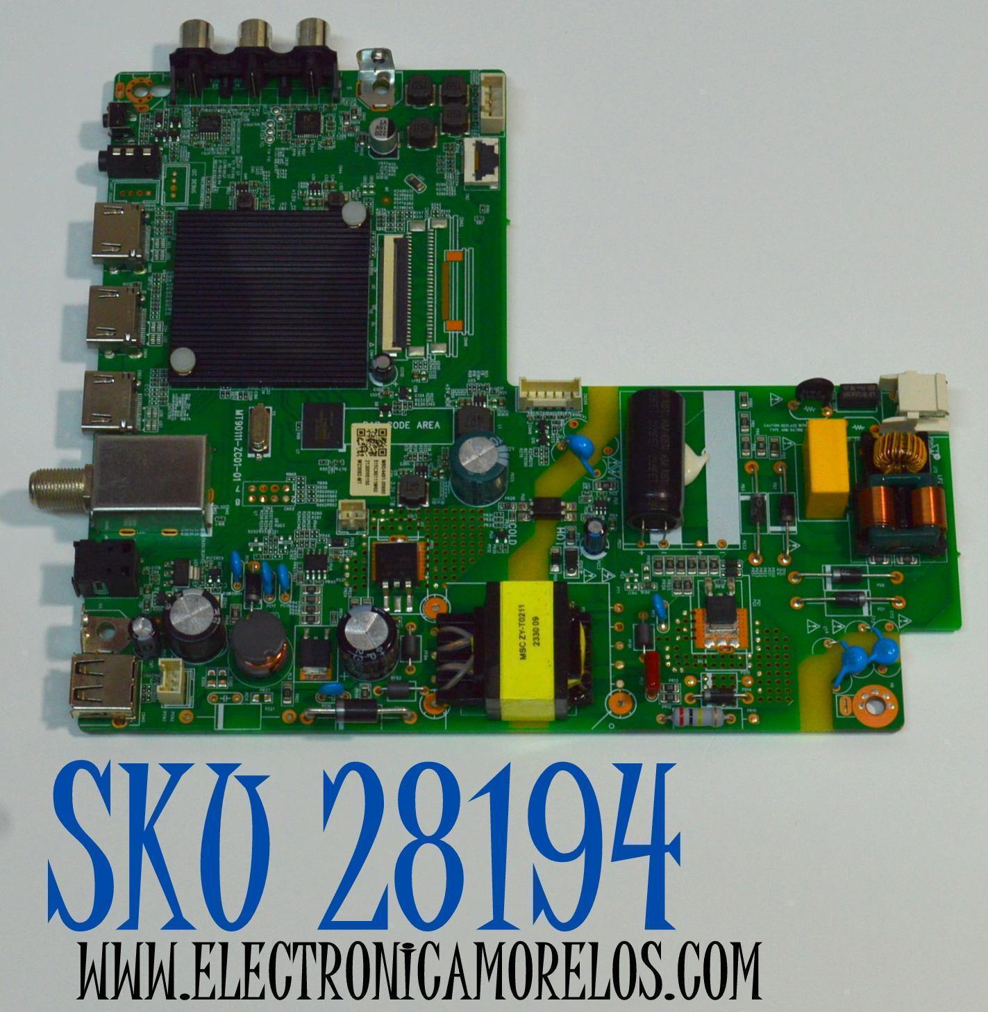MAIN FUENTE COMBO ORIGINAL PARA TV ONN ROKU HD / NUMERO DE PARTE 515C90111M60 / MT90111-ZC01-01 / M60/4491-00660 / 2130005150 / M23092-MT / PANEL V320BJ9-Q01 / DISPLAY V320BJ9-Q01 REV.C1 / MODELO 100012589 32"
