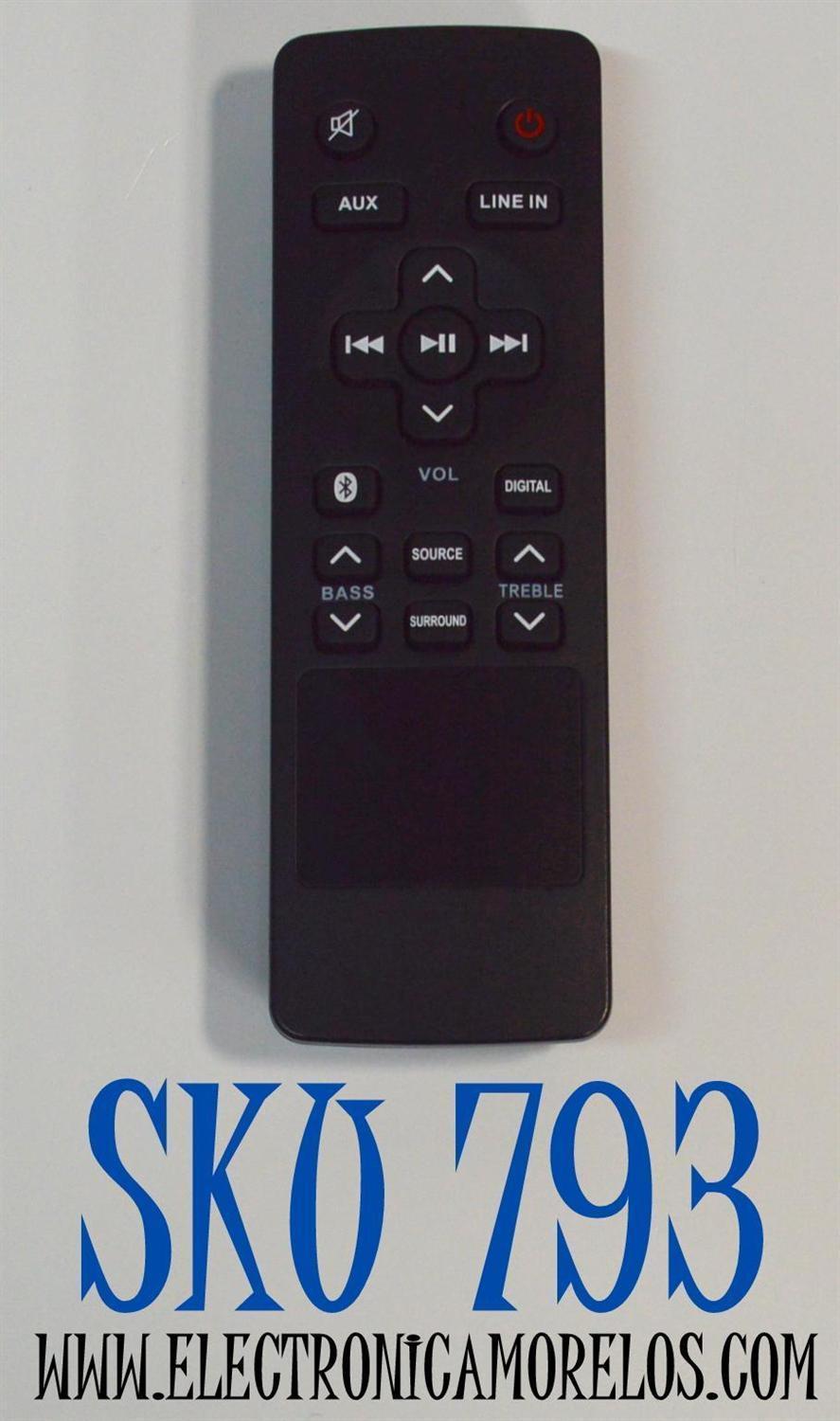 CONTROL REMOTO ORIGINAL RCA PARA SISTEMA DE CINE EN CASA CON BARRA DE SONIDO / NUMERO DE PARTE RTS7010B / RTS7010B-E1 / RTS7110B / RTS7630B / RTS739BWS / CUENTA CON BOTONES ESPECIFICOS PARA FUNCIONES COMO BLUETOOTH / ENTRADA DE LINEA / AUXILIAR / SOURCE