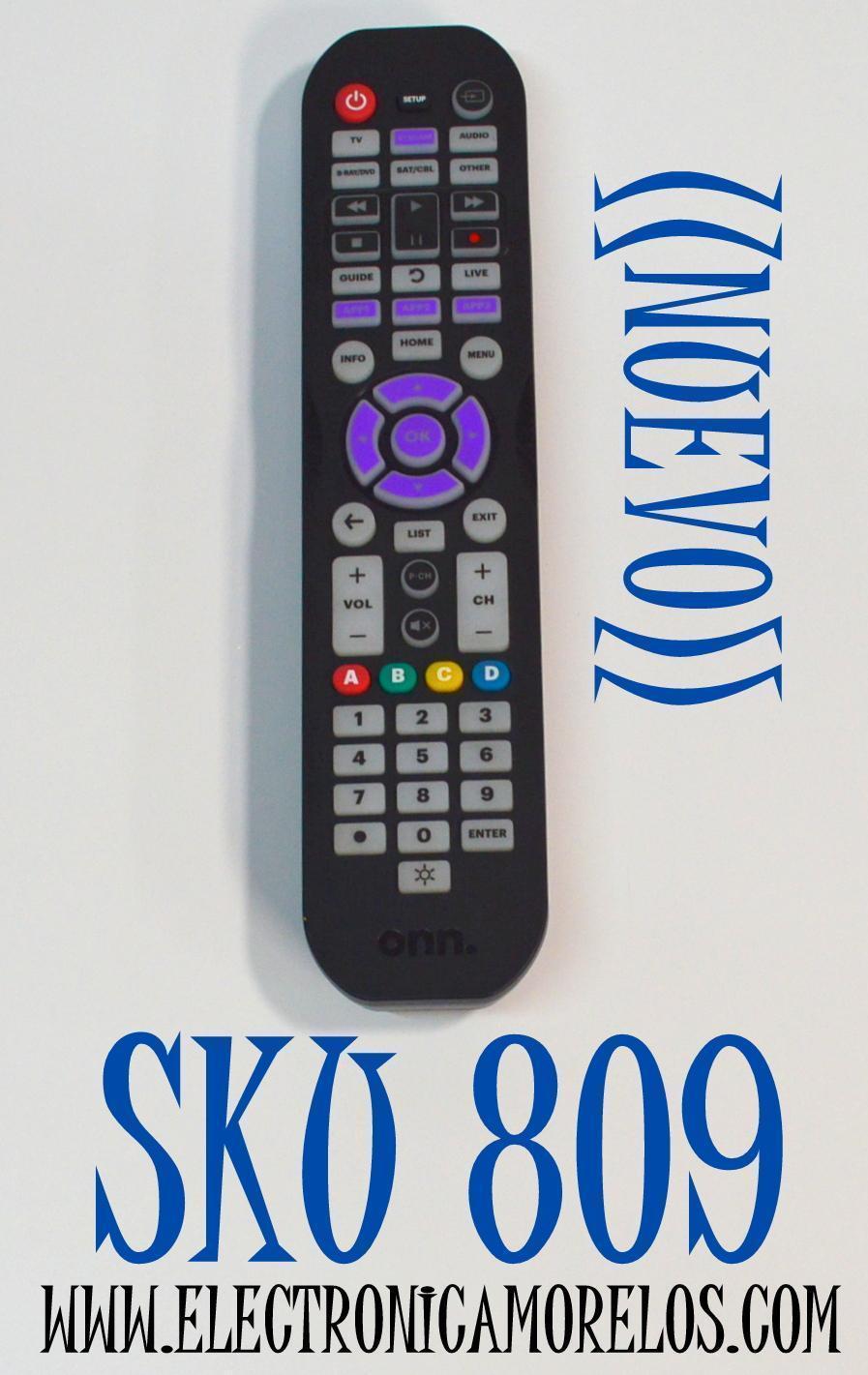 CONTROL REMOTO ORIGINAL NUEVO ONN PARA TV / REPRODUCTORES DVD/BLU-RAY / BARRAS DE SONIDO / DECODIFICADORES DE CABLE/SATELITE / DISPOSITIVOS DE TRANSMISION COMO ROKU Y APPLE TV / NUMERO DE PARTE 100078904 / R113663 / CR-55A