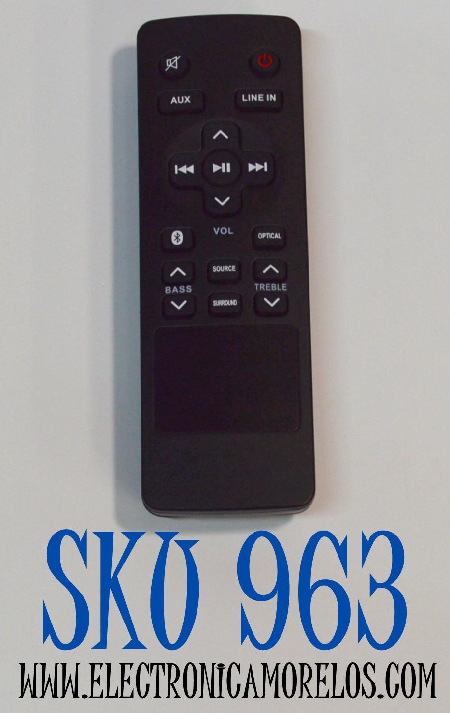 CONTROL REMOTO PARA BARRAS DE SONIDO / SISTEMAS DE CINE EN CASA DE LA MARCA RCA / NUMERO DE PARTE RTS7010B / RTS711B / RTS7630B / RTS739BWS / RTS7010B-E1 / RTS7010BE1 / CUENTA CON BOTONES ESPECIFICOS PARA FUNCIONES COMO BLUETOOTH / LINE IN / AUXI / SOURCE