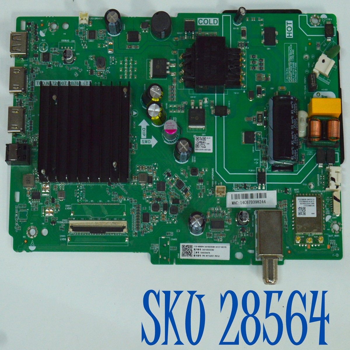 MAIN FUENTE COMBO ORIGINAL PARA TV VIZIO FULL HD HDR SMARTCAST / NUMERO DE PARTE 260105020280 / TPD.NT72690T.PB762 (T) / 1000204478 / 1110-4000094 / 241227-B02195 / B24120295 / PANEL HK315WLEDM-JH3MH / DISPLAY PT320CT01-4 VER.1.0 / MODELO VFD32M-0807 / VFD32M-0807 LHK5T4JA