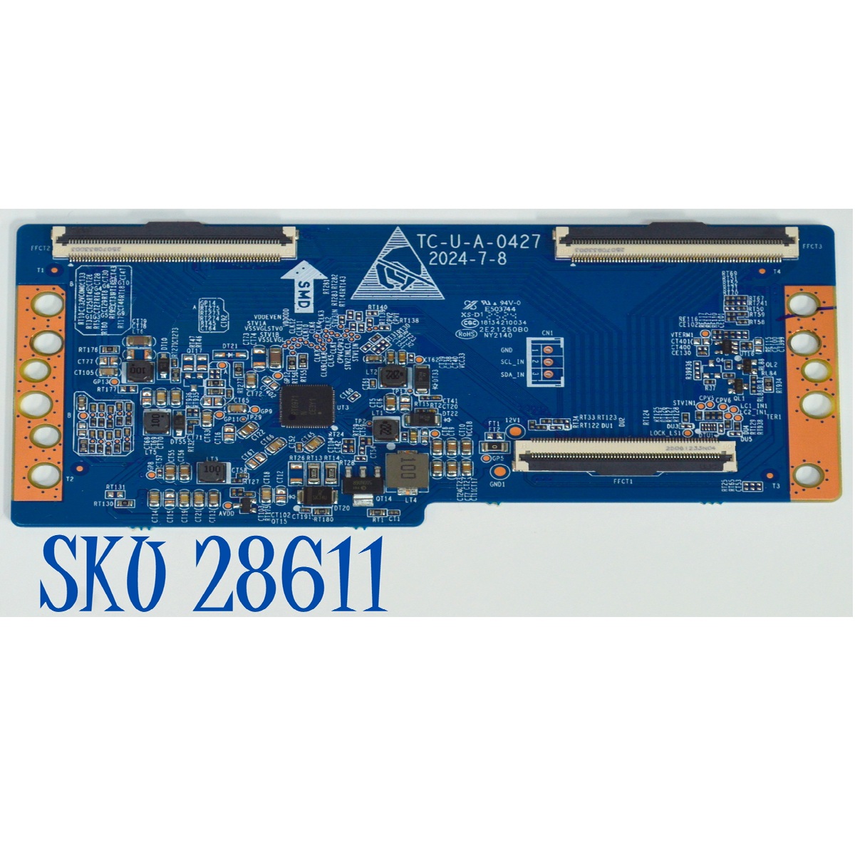 T-CON ORIGINAL PARA TV JVC / NUMERO DE PARTE TC-U-A-0427 / 18134210034 / 2E21250B0 / PANEL C600Y24-N9 / DISPLAY HV600QUB-F70 / MODELO SI60URF