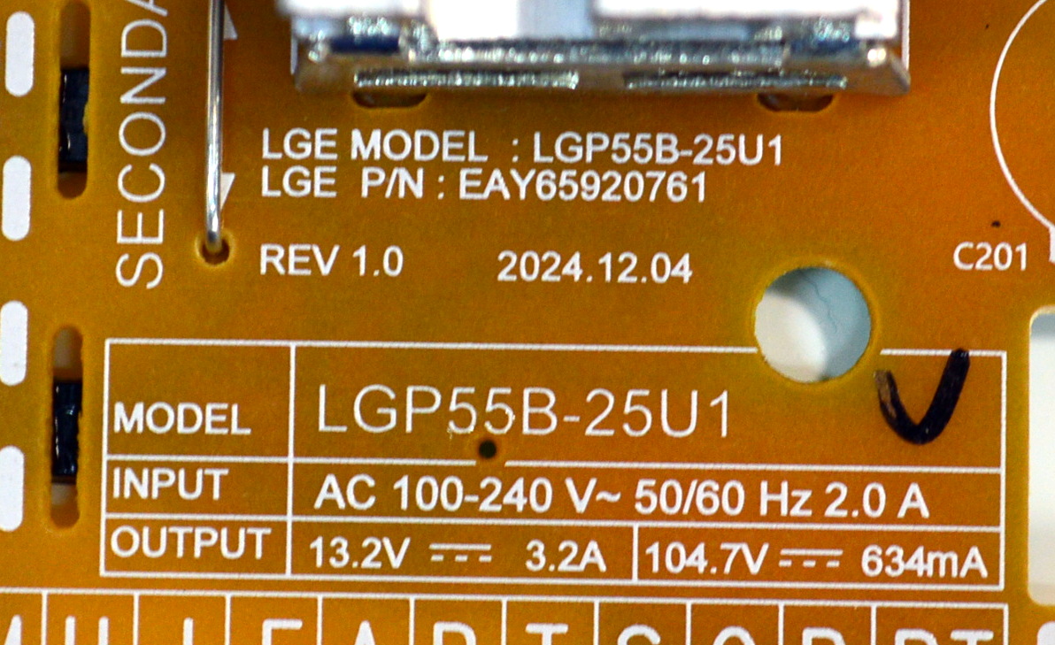 FUENTE DE PODER ORIGINAL PARA TV LG / NUMERO DE PARTE EAY65920761 / LGP55B-25U1 / EPCD13CF1A / 3PCR03489A / 65920761 / PANEL NC550DQG-VHPH3 / DISPLAY PT550GT07-3 VER.1.0 / MODELO 55UA8000PSB / 55UA8000PSB.BWMSLKR - Imagen 3