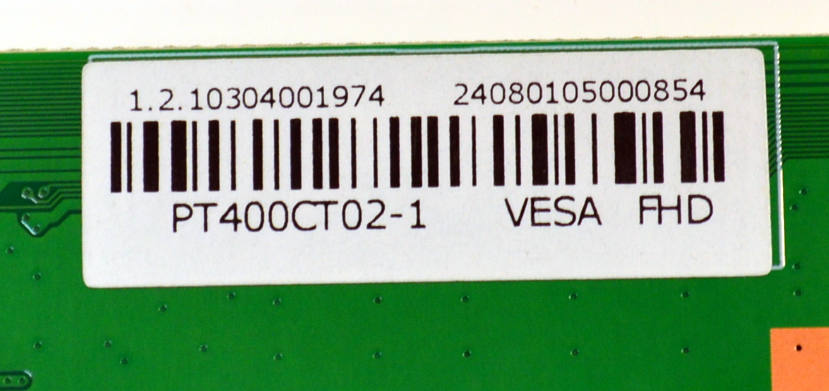 T-CON ORIGINAL PARA TV EVL / NUMERO DE PARTE PT400CT02-1 / 24080105000854 / DCBHM-C168A_03 / 1.2.10304001974 / PANEL PT400CT02-1 / DISPLAY PT400CT02-1 VER.1.0 / MODELO 40EVLSM - Imagen 3