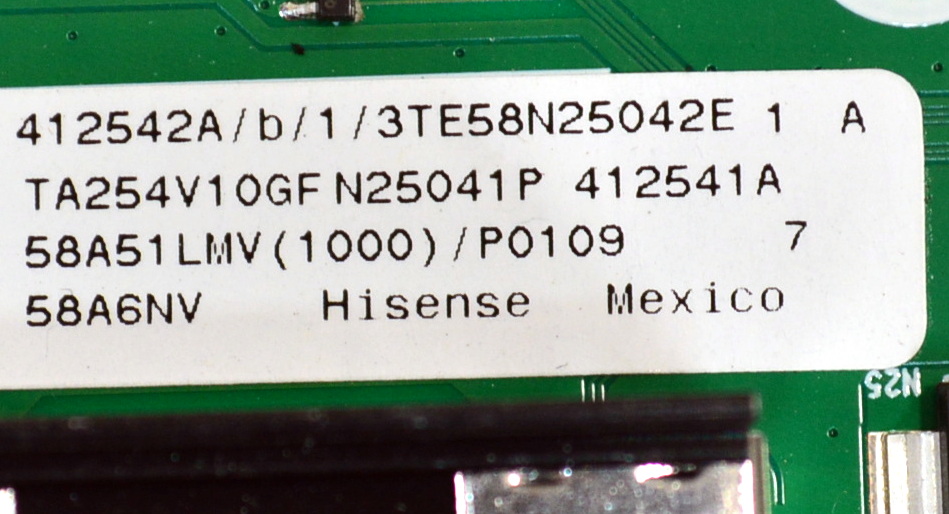 MAIN FUENTE COMBO ORIGINAL PARA TV HISENSE 4K UHD HDR VIDAA / NUMERO DE PARTE 412542 / RSAG7.820.13684/ROH / 412541 / 58A51LMV / N25041P / PANEL HD580HU91-T0L2 / DISPLAY CV580U4-L01 REV:01 / MODELO 58A6NV - Imagen 3