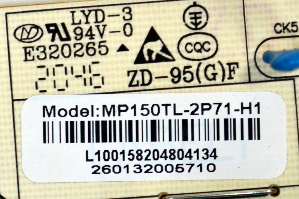 FUENTE DE PODER ORIGINAL PARA TV HYUNDAI / NUMERO DE PARTE 260132005710 / MP150TL-2P71-H1 / PBC:MP150TL-2P71 REV:1.0 / PANEL HK580WLEDM-JH05A / DISPLAY PT580GT02-1 VER.1.1 / MODELO HYLED5806A4KM - Imagen 2