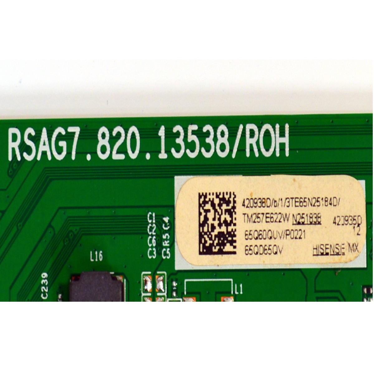 MAIN ORIGINAL PARA TV HISENSE QLED 4K UHD HDR VIDAA / NUMERO DE PARTE 420936 / RSAG7.820.13538/ROH / 420935 / 65Q60QUV/P0221 / N251838 / PANEL HD650K1U51-T0L5B\ROH / DISPLAY T650QVN07.5 / MODELO 65QD65QV / 65QD65QV 65Q60QUV - Imagen 2