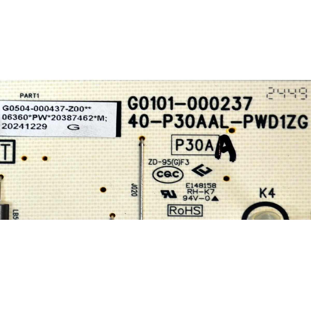 FUENTE DE PODER ORIGINAL PARA TV TCL / NUMERO DE PARTE G0504-000437 / G0101-000237 / 40-P30AAL-PWD1ZG / G0504-000437-Z00 / 20387462 / PANEL LVU550NDJL / DISPLAY ST5461D20-9 V2.1 / MODELO 55QM61K - Imagen 2