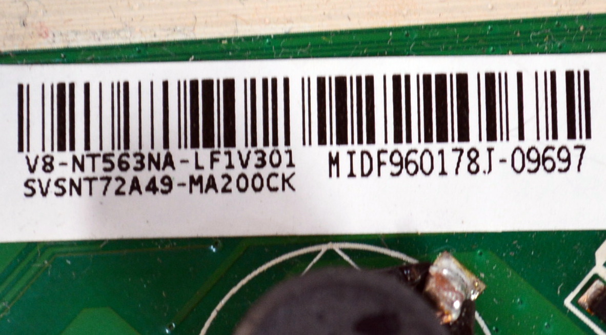MAIN FUENTE COMBO ORIGINAL PARA TV HKPRO / NUMERO DE PARTE SVSNT72A49-MA200CK / 40-3NT63M-MAB2HG / V8-NT563NA-LF1V301 / MIDF960178J / MODELO 32" - Imagen 2