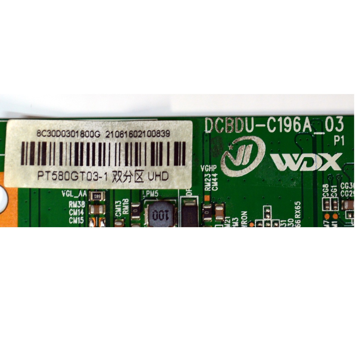 T-CON ORIGINAL PARA TV EVL / NUMERO DE PARTE PT580GT03-1 / DCBDU-C196_03 / 8C30D0301800G / 21081602100839 / PANEL PT580GT03-1 / DISPLAY PT580GT03-1 VER.1.0 / MODELO 58EVLS4 - Imagen 2