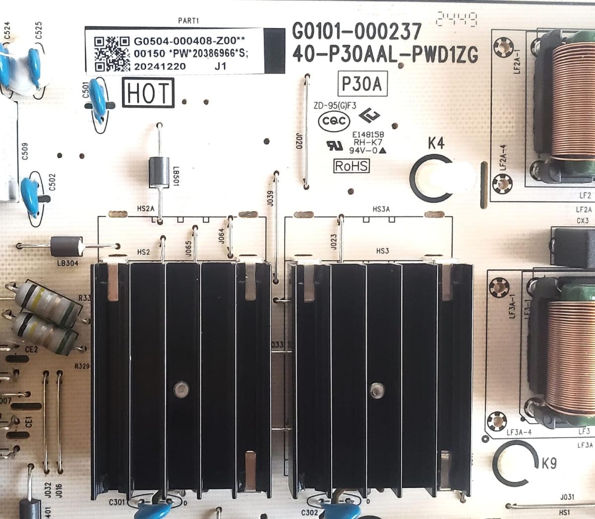FUENTE DE PODER ORIGINAL PARA TV TCL / NUMERO DE PARTE G0504-000408  / G0101-000237 / 40-P30AAL-PWD1ZG /20241220  DISPLAY ST6451D08-6 VER.2.3 MARCA TCL  MODELO 65QM6K - Imagen 2