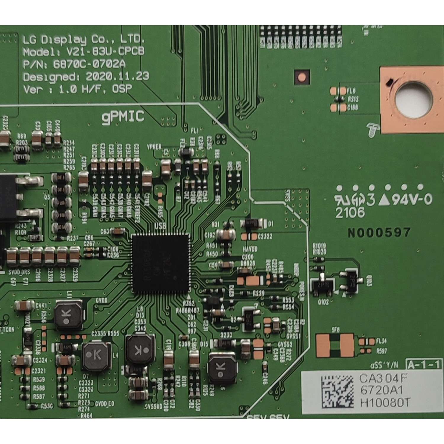 KIT DE TARJETAS PARA TV SONY / MAIN A5026193A  / 1-010-522-31 / FUENTE 101055311 / AP-P837AM / SUB FUENTE 101055411 / AP-P688AM / T-CON 6871L-6720A / 6870C-0702A / PANEL LE830AQB (AP)(B1) / MODELO XR-83A90J / XR83A90J - Imagen 6