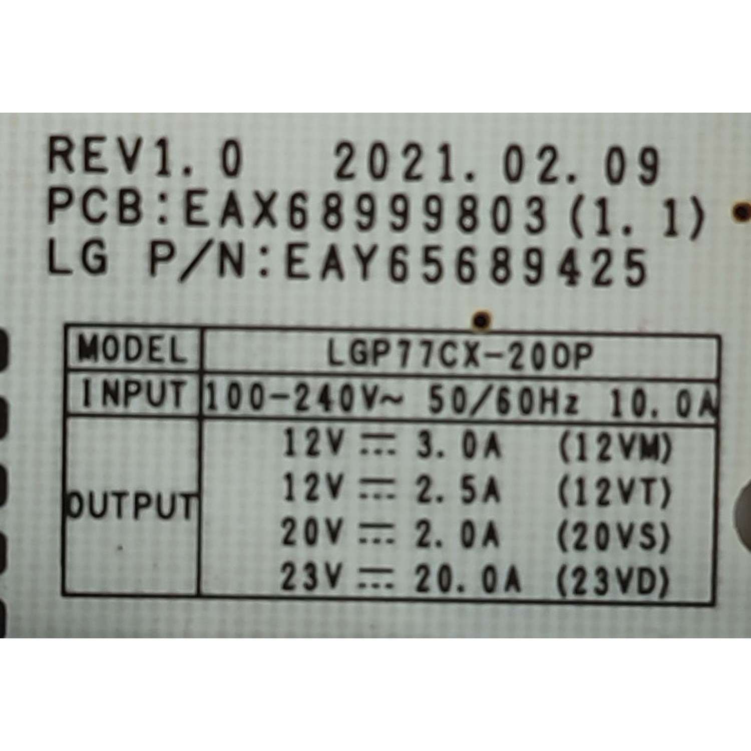 KIT DE TARJETAS PARA TV LG / MAIN EBT66634903 / EAX69789001(1.0) / FUENTE EAY65689425 / EAX68999803(1.1) / T-CON 6871L-6890A / 6870C-0858C / PANEL AC770AQL CPA1 / MODELO OLED77C1PUB.DUSPLJR - Imagen 6