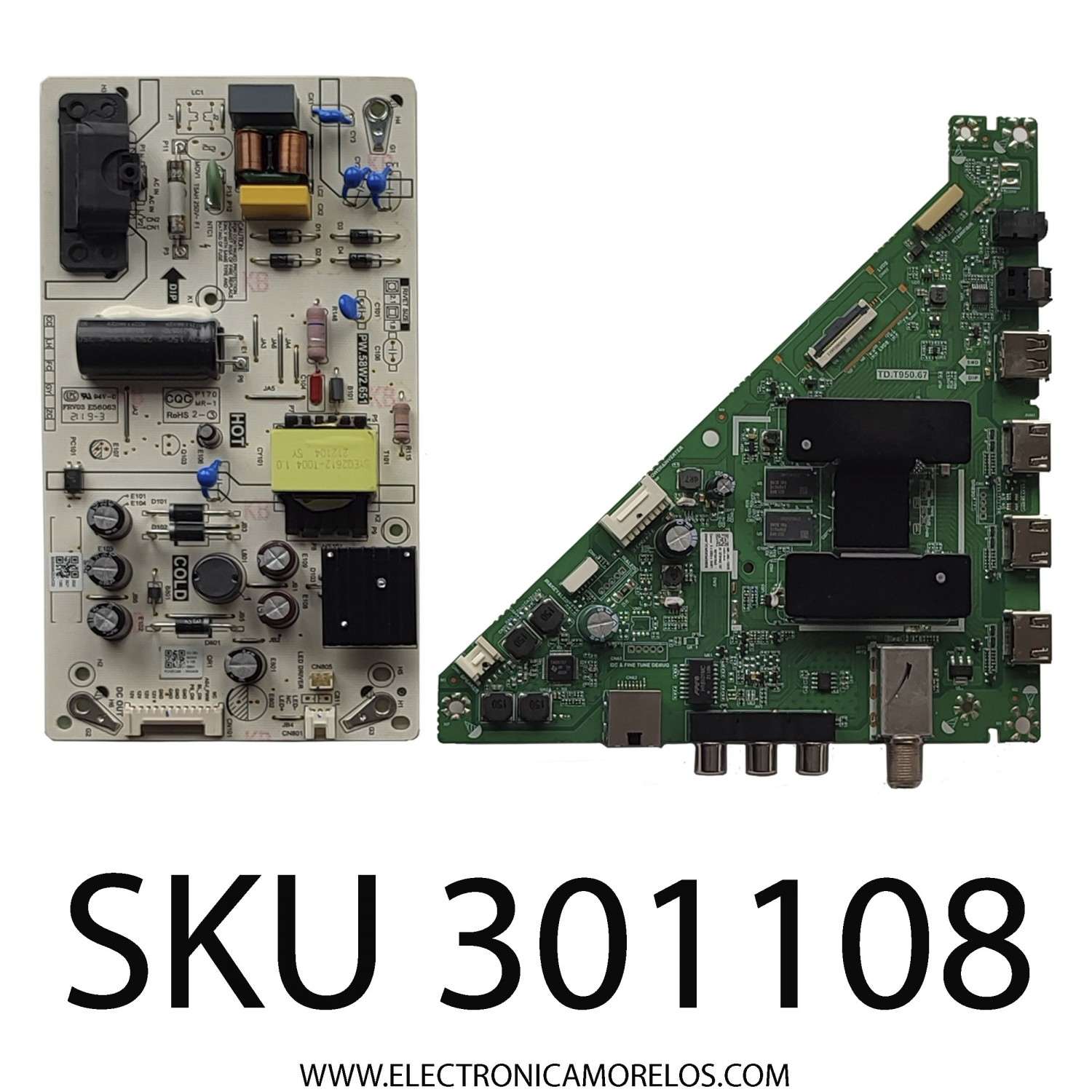 KIT DE TARJTAS PARA TV INSIGNIA / MAIN 0980-0900-1530 / TD.T950.67 / 89MF7EM5K04580B / FUENTE 050006211380 / PW.58W2.651 / PANEL ST3151A07-2 / MODELO NS-32F201NA22