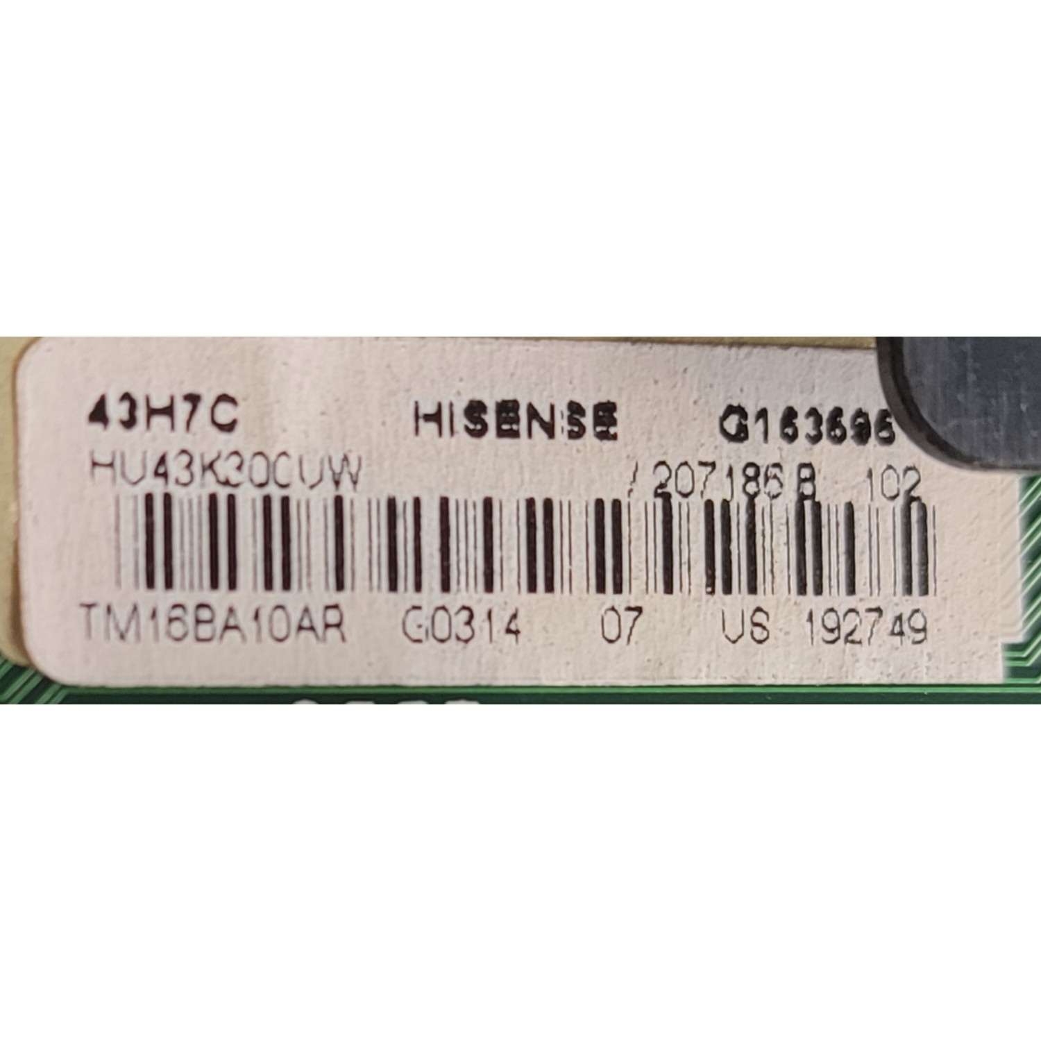 KIT DE TARJETAS PARA TV HISENSE / MAIN 207186 / RSAG7.820.6591/ROH / 192749 / FUENTE 184346 / RSAG7.820.5687/ROH / T-CON 5543T06C12 / T500QVN03.0 CTRL BD / 50T32-C04 / PANEL HD426DU-B51(010)/S0/GM/ROH / MODELO 43H7C - Imagen 4