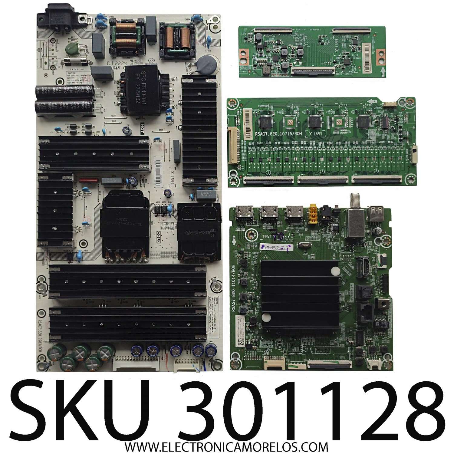 KIT DE TARJETAS PRA TV HISENSE / MAIN 288900 / RSAG7.820.11014/ROH / 288901C / FUENTE 284854 / RSAG7.820.993/ROH / T-CON 289772 / RSAG7.820.11133/ROH / LED DRIVER 282528 / RSAG7.820.10715/ROH / PANEL JHD550X3U51-T0L8B2/S0/GM/ROH / MODELO 55U6GR