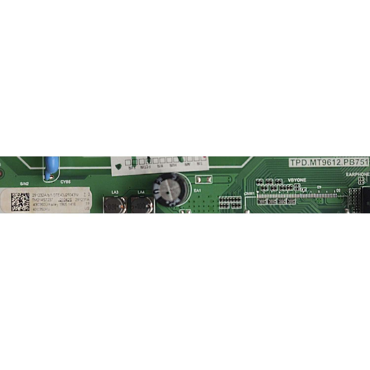 KIT DE TARJETAS PARA TV TOSHIBA / MAIN FUENTE 291232 / TPD.MT9612.PB751 / 291231A / T-CON 285230 / RSAG7.820.10545/ROH / PANEL HD425Y1U71-T0L2K2/GM/CKD3A/ROH / HV430QUB-F70 / MODELO 43C350KU - Imagen 2