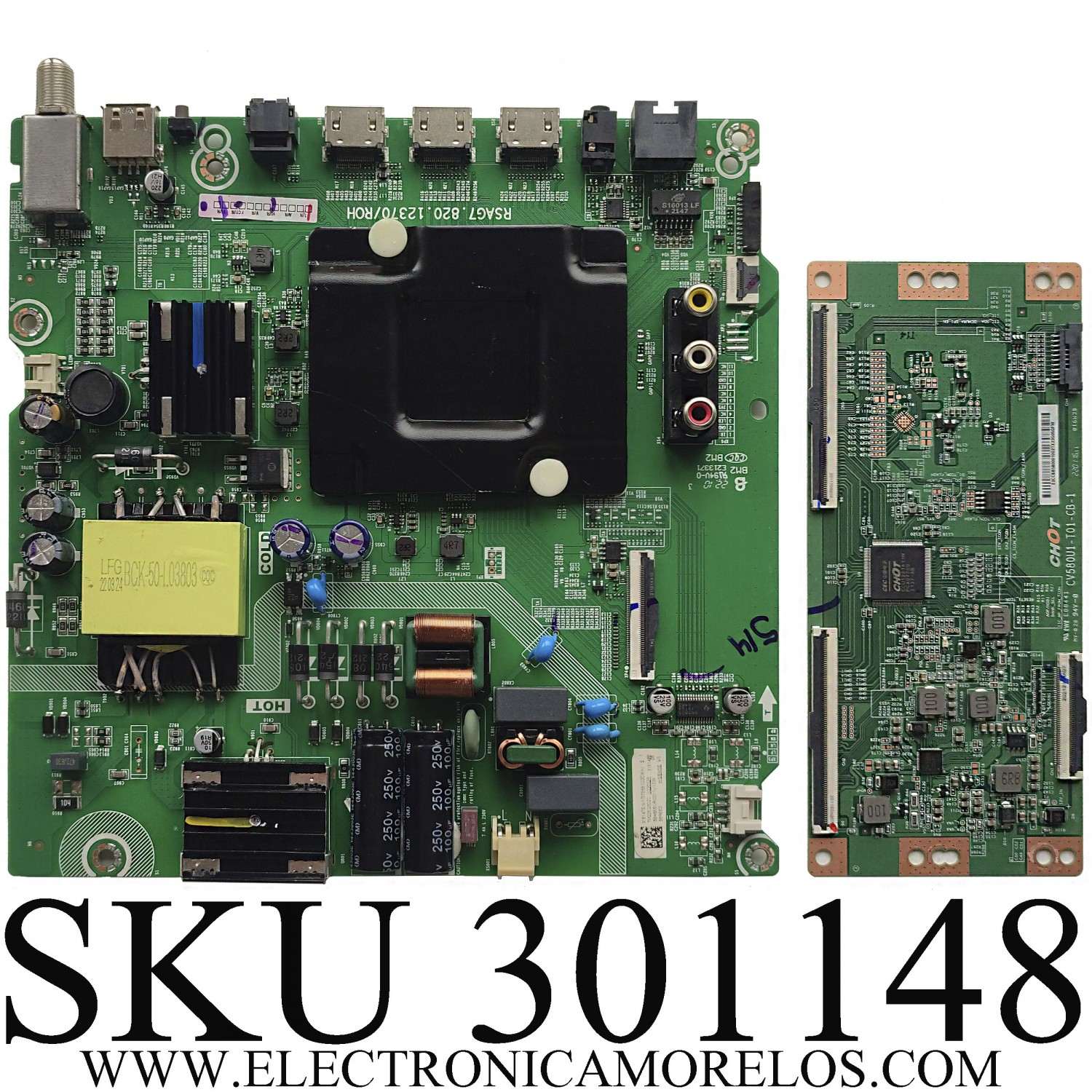 KIT DE TARJETAS PARA TV HISENSE·ROKU TV 4K·UHD·HDR / MAIN FUENTE 315147 / RSAG7.820.12370/ROH / 315148 / 58A56EUR(0011) / T-CON CV580U1-T01-CB-1 / E3CCBB5800010 / PANEL HD580X1U91-L1\S0\GM\CKD3A\ROH\1 / DISPLAY CV580U1-T01 REV:01 / MODELO 58R6E3 58A56EUR