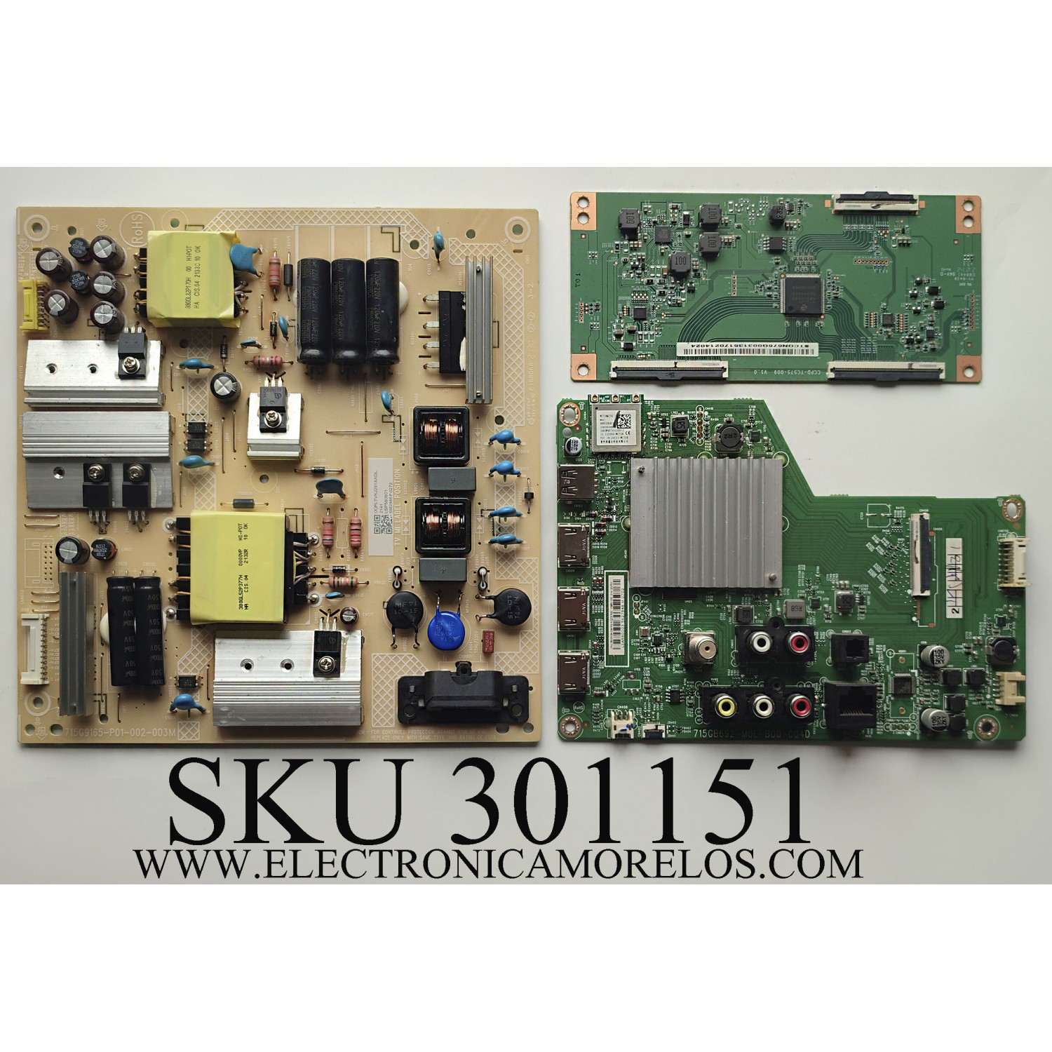 KIT DE TARJETAS PARA TV VIZIO / MAIN XLCB02K042040X / 715B692-M0E-B00-004D / FUENTE (X)PLTVKJ291XADL / 715G9165-P01-002-003M / T-CON STCON575G003 / CCPD-TC575-009 V1.0 / PANEL TPT580WR-PV5D.K REV:S03G / MODELO V585-J01 LMXUE