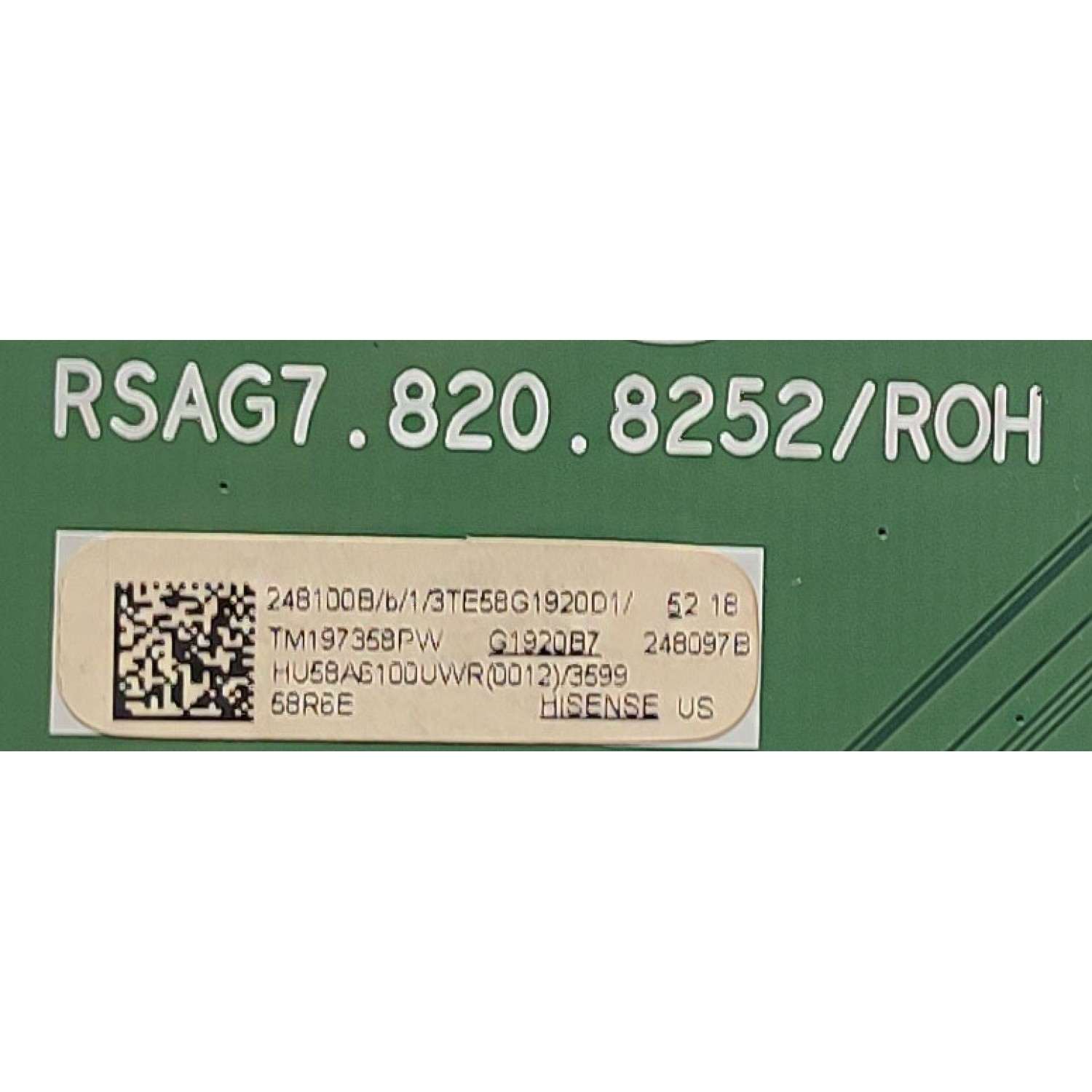 KIT DE TARJETAS PARA TV HISENSE / MAIN 248100 / RSAG7.820.8252/ROH / 248097 / FUENTE 239418 / RSAG7.820.8349/ROH / T-CON MACDJ4E12 / BN7W01FPEH91F / PANEL HD580S1U03-L1/S1/GM/ROH / MODELO 58R6E - Imagen 2