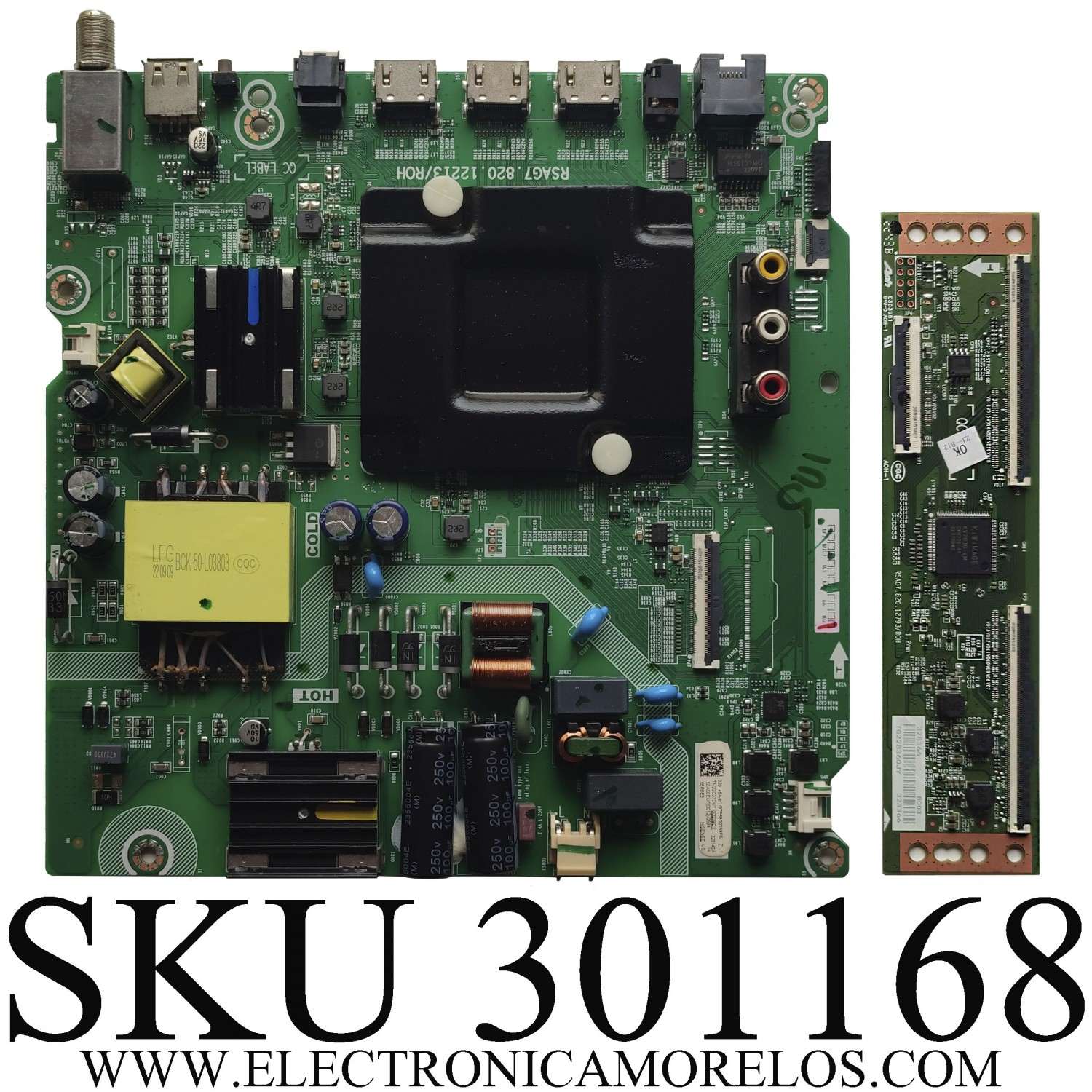 KIT DE TARJETAS PARA TV HISENSE / MAIN 328145 / RSAG7.820.12213/ROH / 328146A / T-CON 328366 / RSAG7.820.12793/ROH / PANEL HD580X1U93-TAL5/S0/GM/ROH / DISPLAY CV580U1-T01 REV:02 / MODELO 58R6E3