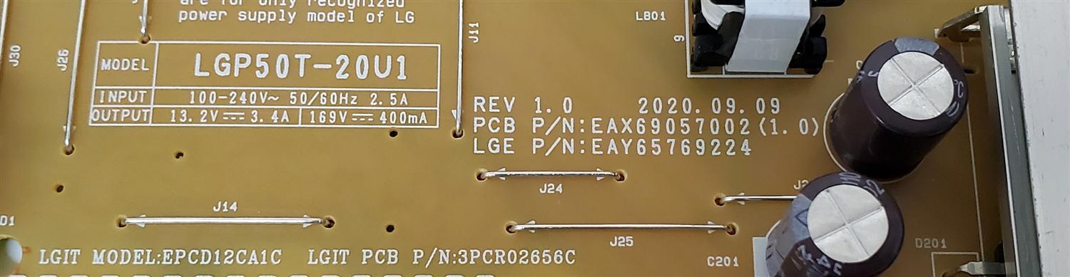 KIT DE TARJETAS PARA TV LG / NUMERO DE PARTE MAIN EBU66487001 / EAX69083603 / 34316001 / FUENTE EAY65799224 / EAX69057002 / LGP50T-20U1 / 65769224 / PANEL NC500DQG-AAKX1 / DISPLAY LC500DQC (SP)(A1) / MODELO 50UQ7070ZUE / 50UQ7070ZUE.BUSJLM - Imagen 5