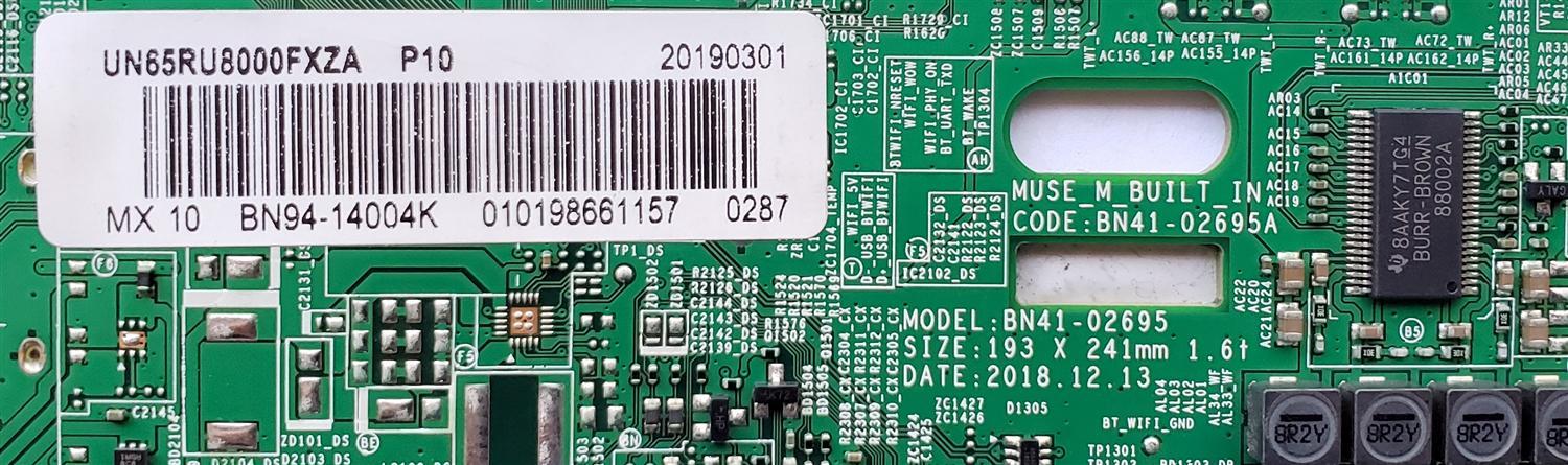 KIT DE TARJETAS PARA TV SAMSUNG / MAIN BN94-14004K / BN41-02695A / BN97-15506A / FUENTE BN44-00932M / L65E8N_RHS / BN4400932M / PANEL CY-NR065FGLV1H / MODELO UN65RU8000FXZA FA01 - Imagen 6