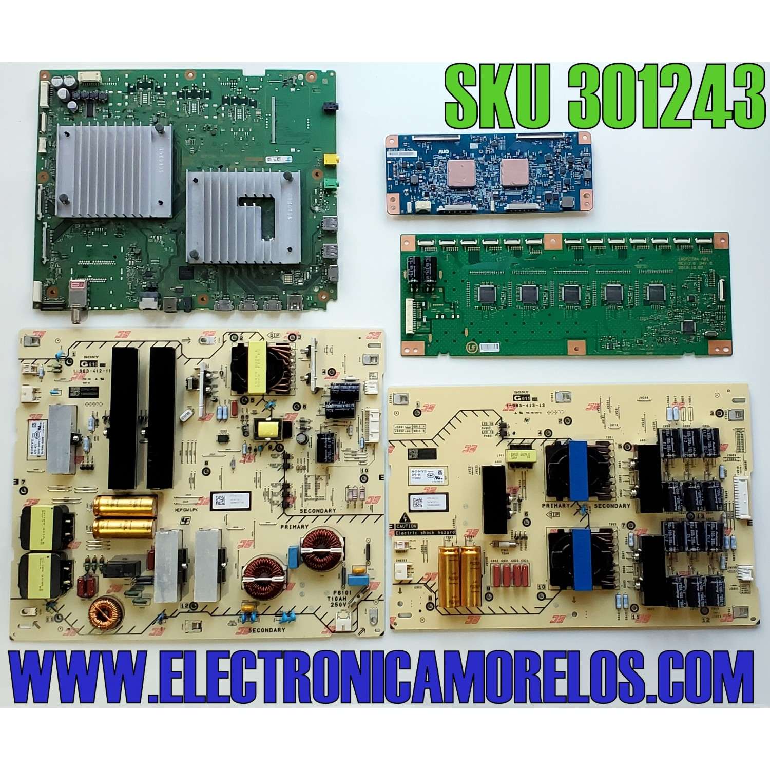 KIT DE TARJETAS PARA TV SONY / MAIN A2229096A 600 / 1-984-326-21 / 198432621 / T-CON 5585T10C01 / 85T10 C03 / DRIVER 19STO78A-A01 19ST078A-A01 / FUENTE 147472012 / 1-983-413-12  / DPS-95 / FUENTE 147471911 / 1-983-412-11 / APS-421 / MODELOS XBR-85X950G