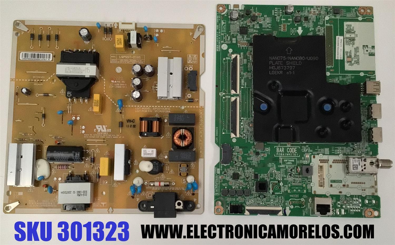 KIT DE TARJETAS ORIGINAL PARA TV LG 4K UHD HDR SMART TV / MAIN EBT67237602 / EAX69581205 / 67237602 / FUENTE EAY65895656 / EAX69502604 / 65895656 / LGP55T-21U1 / PANEL NC550TQG / DISPLAY ST5461D13-7 VER.2.1 / MODELO 55UQ7070ZUE / 55UQ7070ZUE.BUSCLKR