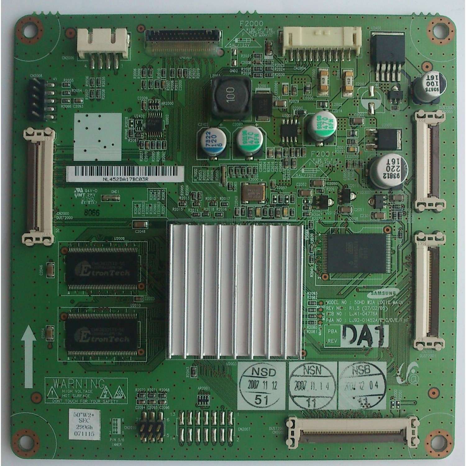 MAIN LOGICA 452DA1 / SAMSUNG BN96-06522A / LJ41-04776A / LJ92-01452D / MODELO HPT5054X/XAA
