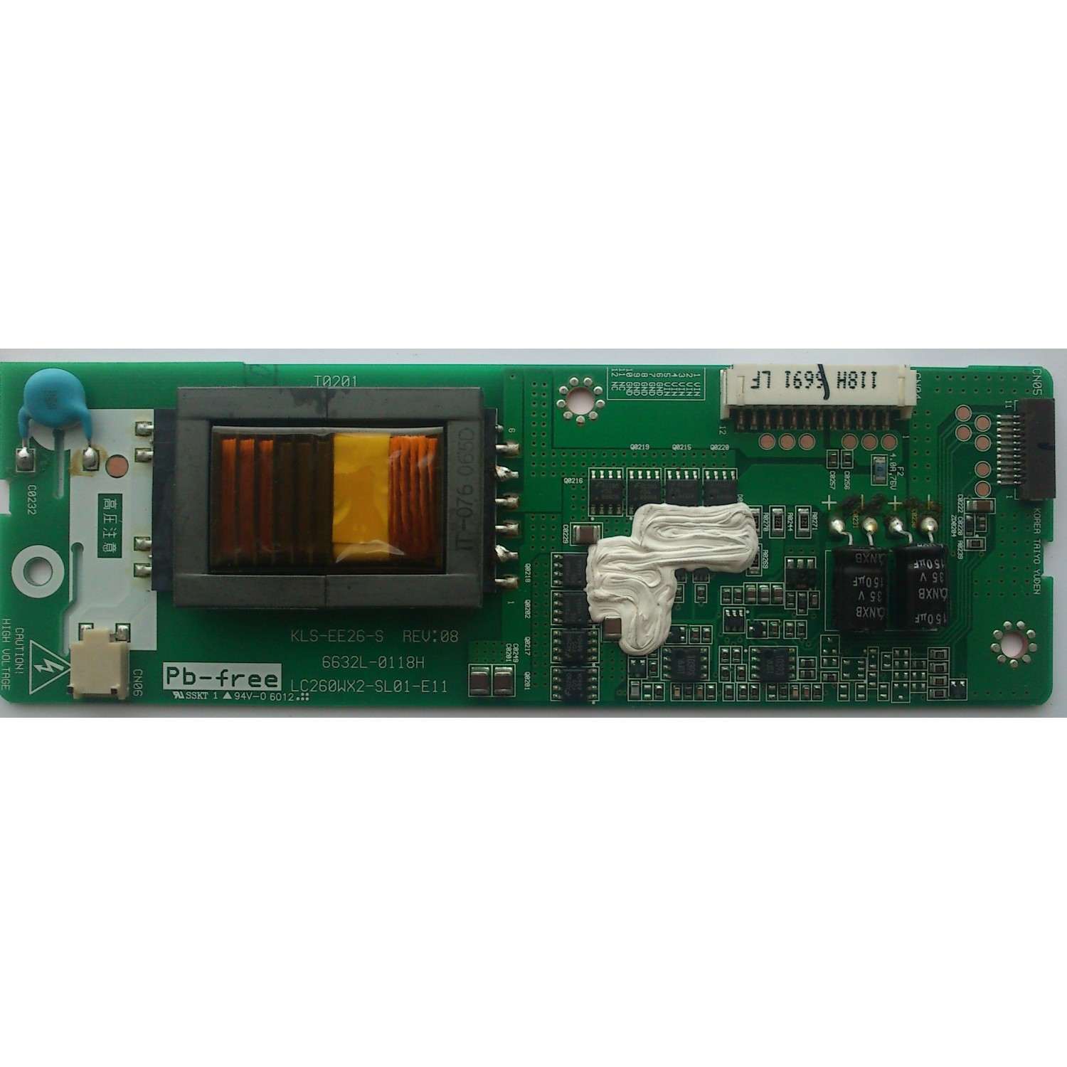 BACKLIGHT INVERSOR ESCLAVA / LG PHILIPS 6632L-0118H / KLS-EE26-S / MODELO W2607C / HITACHI  26HDL52 / GOODMANS / GTVL26W8HD / DMTECH LM26DT / PANEL LC260WX2-SL01-E11 / LC260WX2-SL01 / 