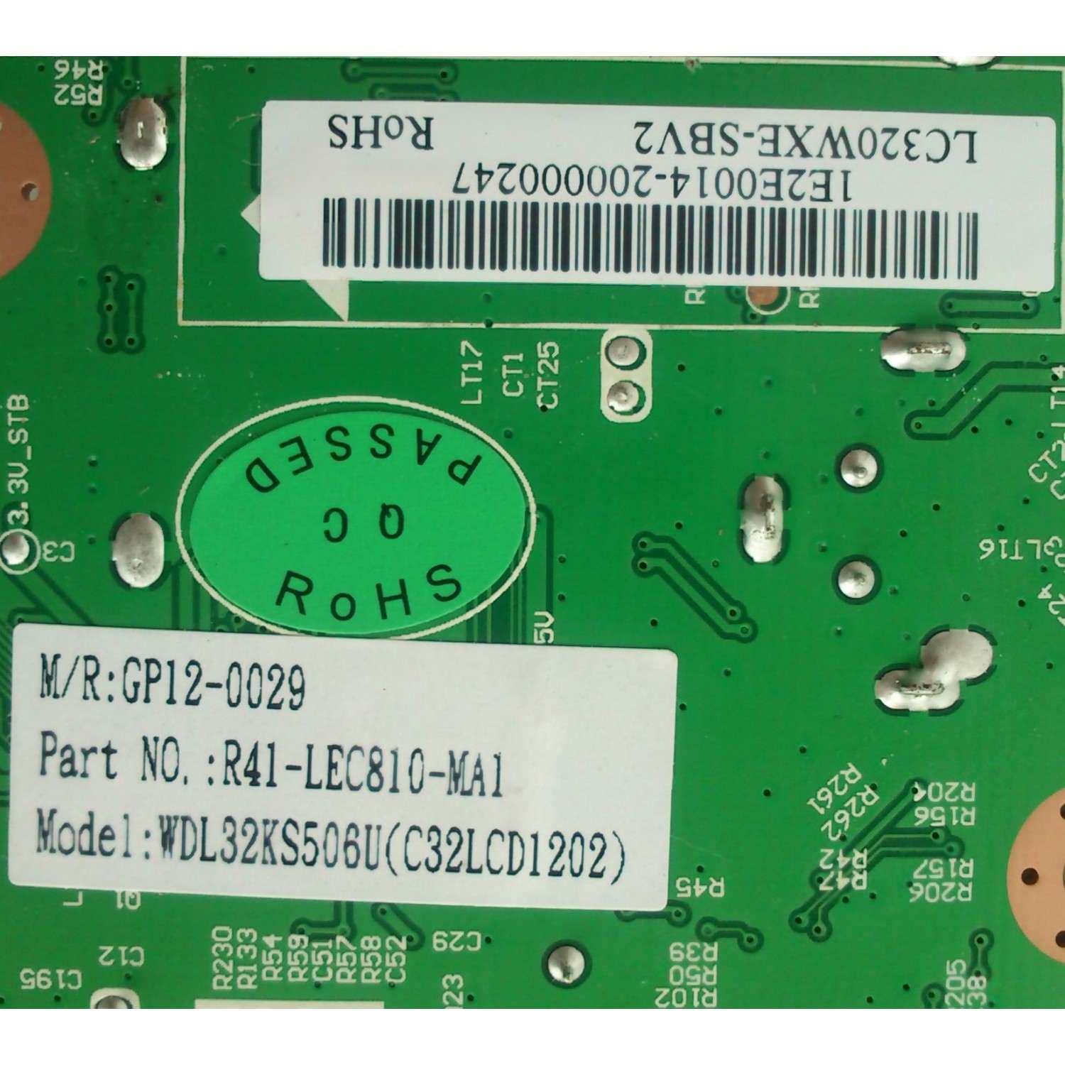 MAIN COBY LC320WXE-SBV2 / T.RSC8.10A / KB-6160 / R41-LEC810-MA1	MODELO WDL32KS506U(C32LCD1202) - Imagen 2