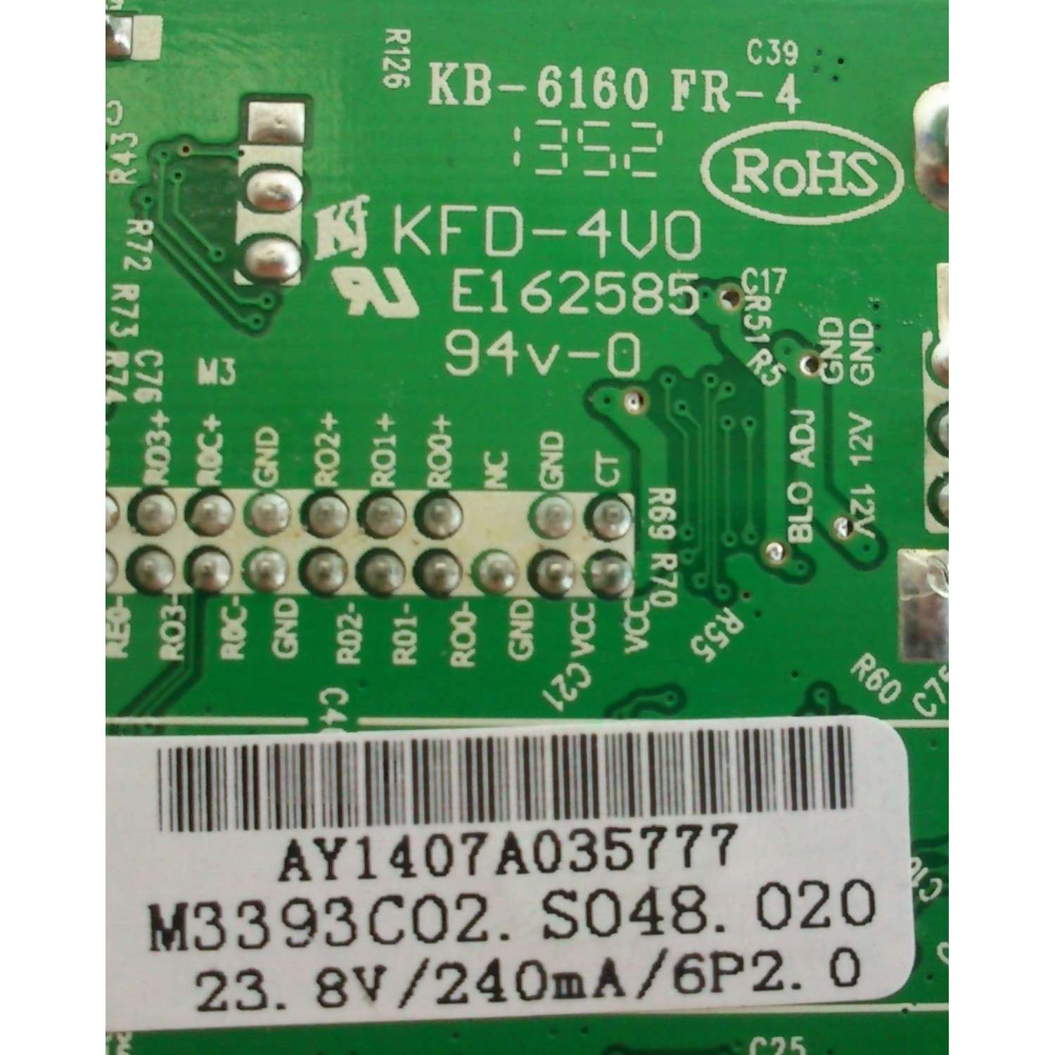 MAIN / AOYUAN / SPELER AY1407A035 / 3BD0007418 / KB-6160 / KB6160 / KFD-4V0 / MODELO M3393C02.S02	 - Imagen 2