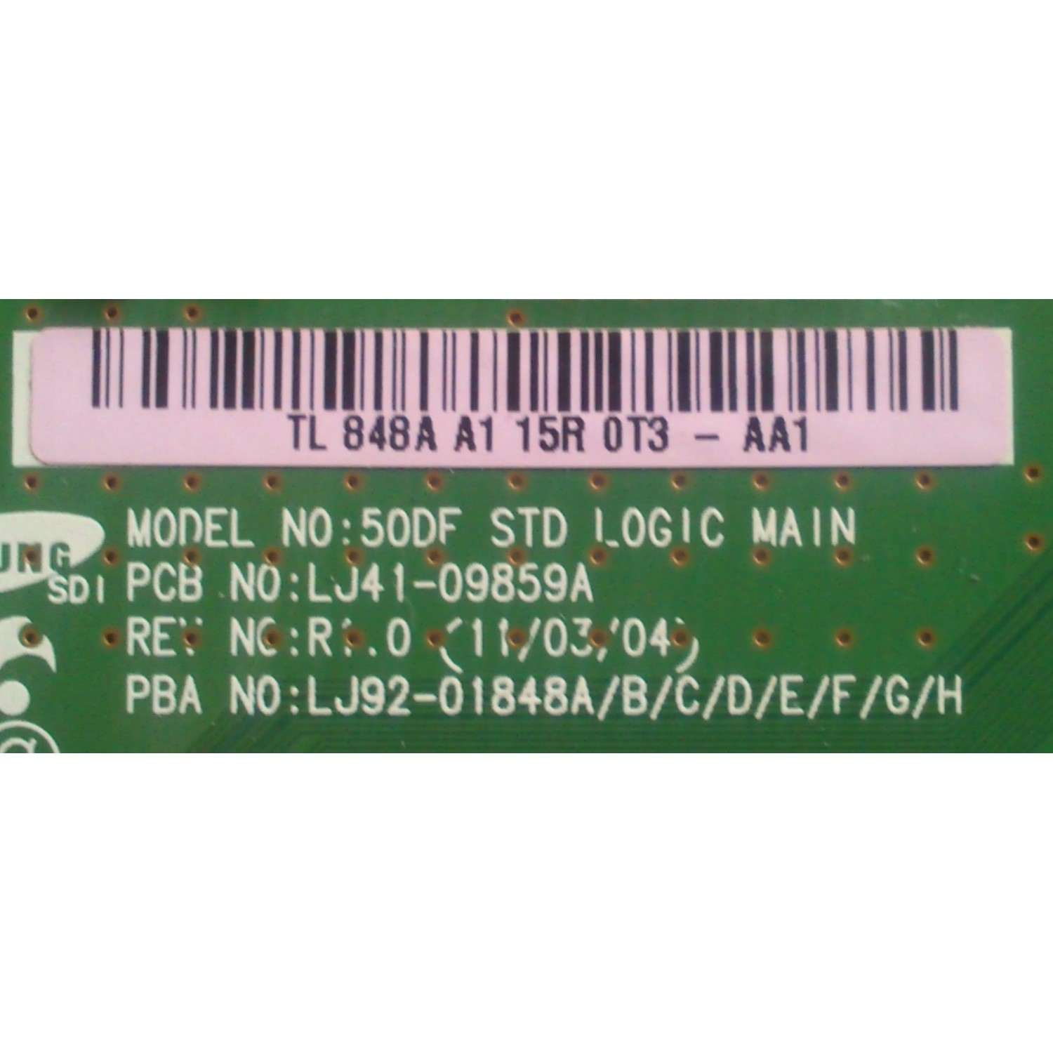 MAIN LOGICA / SAMSUNG BN96-20045A / 848A / LJ92-01848A / LJ41-09859A / MODELO PN51D530A3FXZA N302	 - Imagen 2
