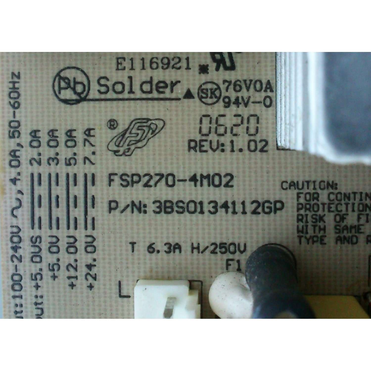 FUENTE DE PODER / SCEPTRE FSP270-4M02 / 3BS0134112GP / 3BS0134113GP / PANEL T370XW01 V.1 / MODELOS X37 / X37SV-KOMODO / X42BV-FULLHD - Imagen 2