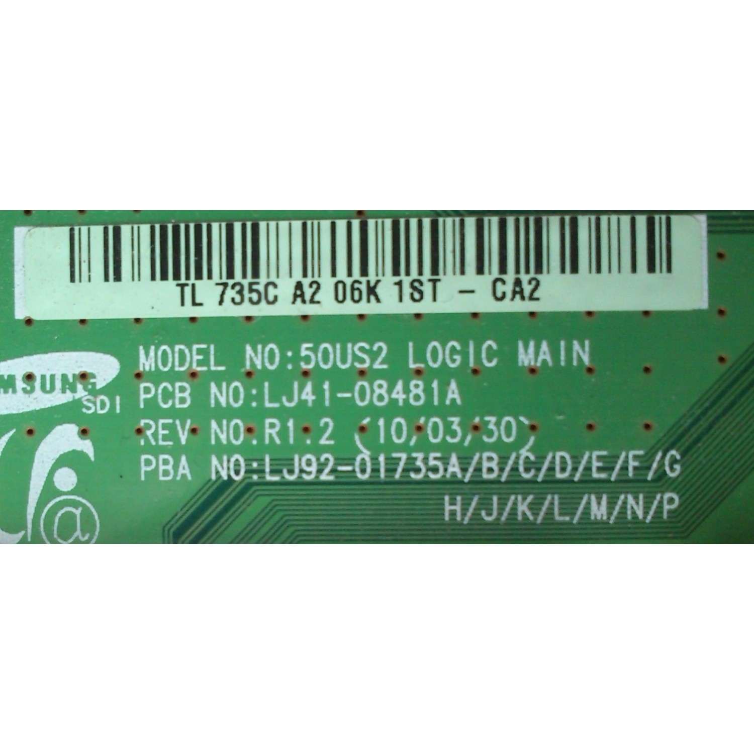 MAIN LOGICA / SAMSUNG LJ92-01735C / LJ41-08481A / 735C / MODELO PN50C6500	 - Imagen 2