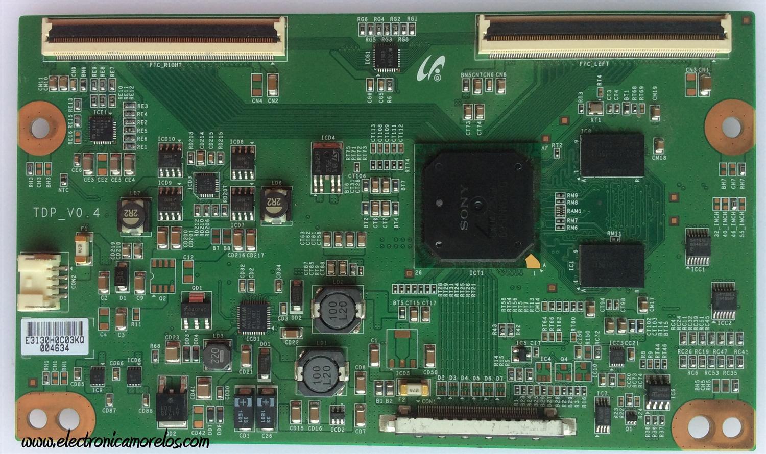 T-CON PARA TV SONY / NUMERO DE PARTE LJ94-03130H / TDP_V0.4 / 1-857-650-11 / 03130H / PARTES SUSTITUTAS LJ94-03130J / LJ94-03149H / LJ94-03149L / LJ94-03151G / LJ94-03257F / PANEL'S LTY460HJ01 / LTW460HQ02 / MODELOS KDL-46EX500 / KDL-46NX810