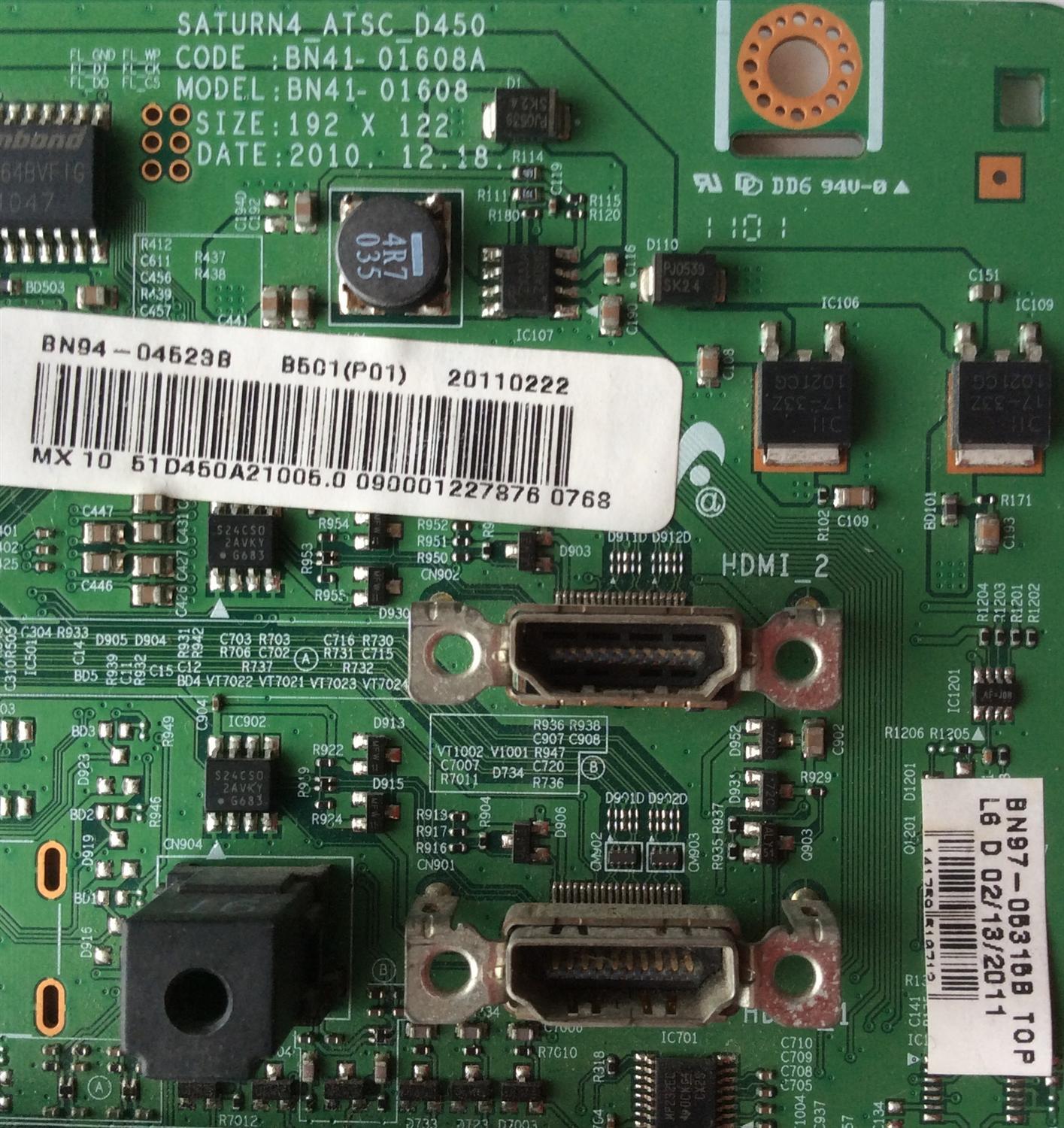 MAIN PARA TV  SAMSUNG NUMERO DE PARTE BN94-04523B / BN41-01608A / BN97-05315B / PARTES SUSTITUTAS BN96-19472A / BN94-04777A / BN96-19471A / PANEL S50HW-YB07 / S50HW-YD14 / MODELOS PL51D450A2DXZX / PN51D450A2DXZA N102 - Imagen 2