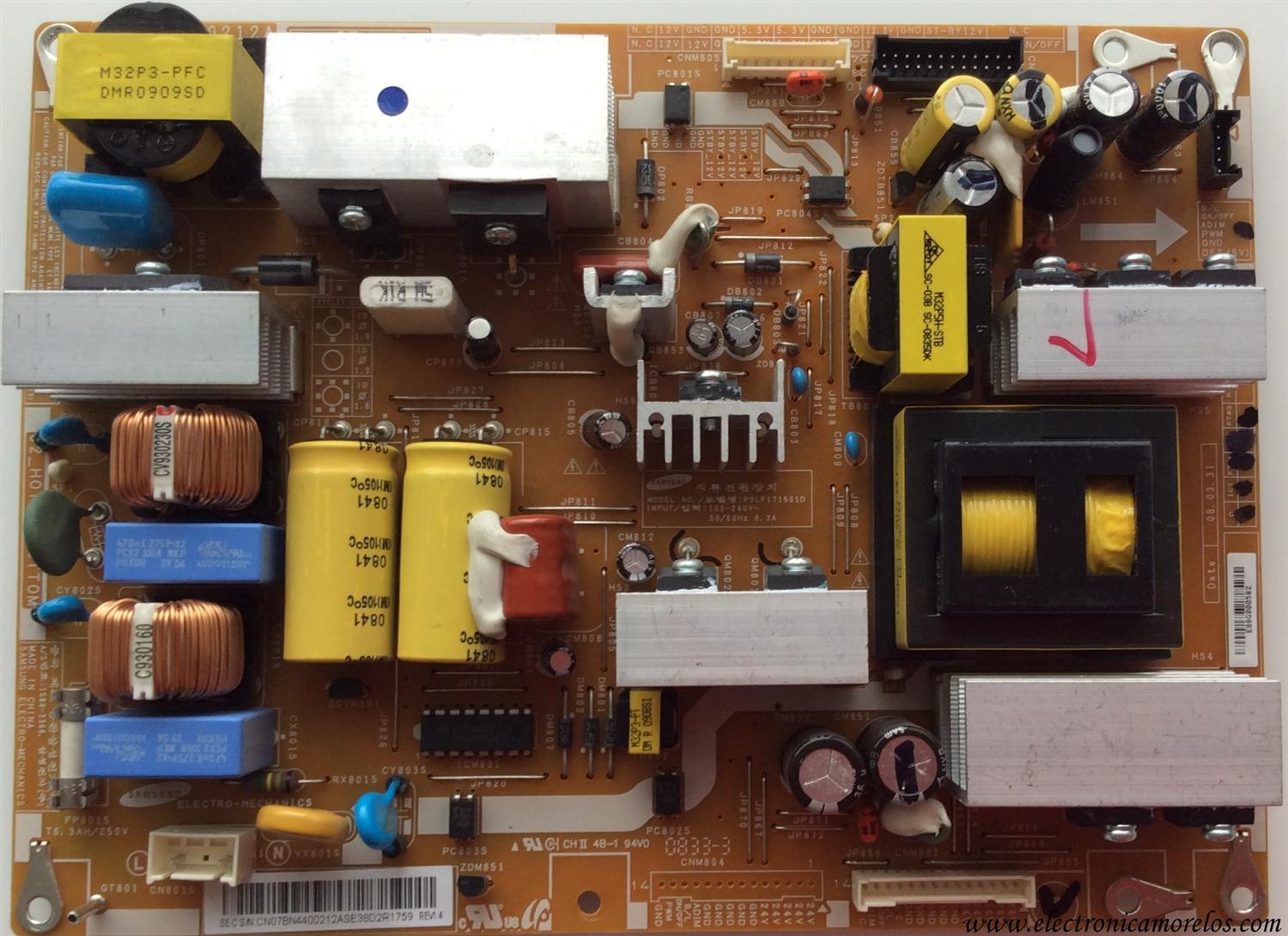 FUENTE DE PODER / SAMSUNG BN44-00212A / PSLF171501D / MODELO LN32A450C1HXZA	