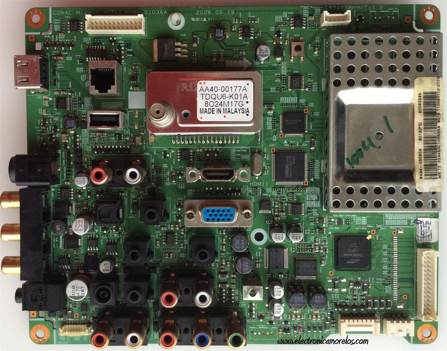 MAIN PARA TV  SAMSUNG  NUMERO DE PARTE BN94-03020A / BN41-01036A / BN97-02249B / MODELO LN32A450C1HXZA	