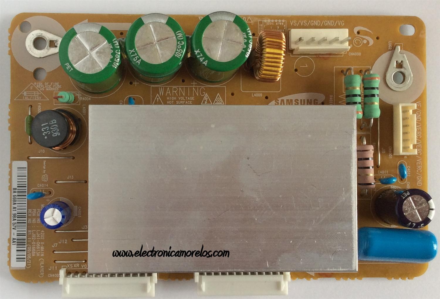 X-SUS / SAMSUNG BN96-12168A / LJ41-06613A / LJ92-01668A / 668A / MODELO PL42B450B1DXZX	