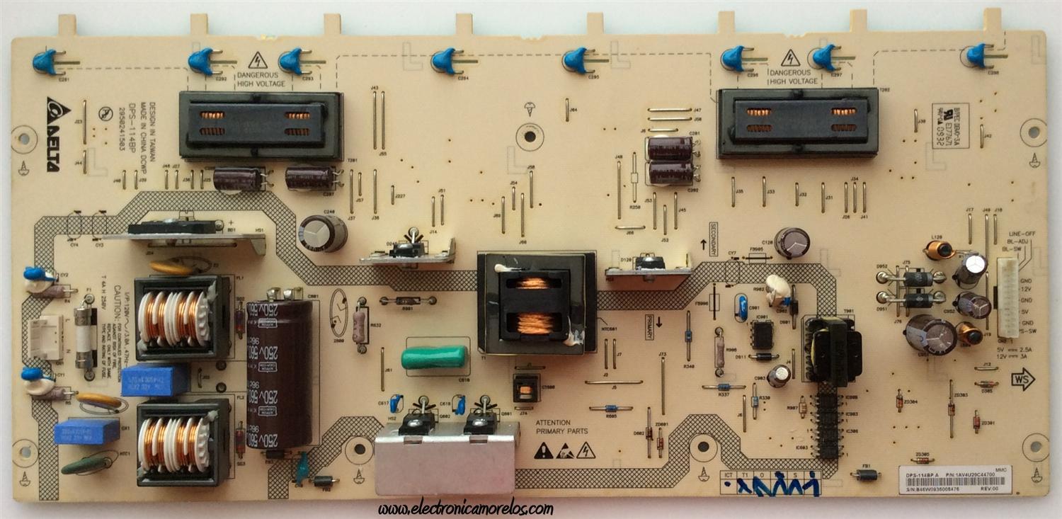FUENTE DE PODER / SANYO / 1AV4U20C44700 / DPS-114BP / 2950241503 / MODELO DP32640 P32640-03	