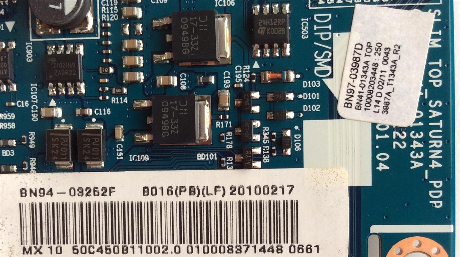 MAIN / SAMSUNG BN94-03252F / BN41-01343A / BN97-03987D / PARTES SUSTITUTAS BN96-14709B / BN96-14709A / BN96-15650A / PANEL S50HW-YD12 / S50HW-YB06 / MODELO PN50C450B1DXZA NY02 - Imagen 2