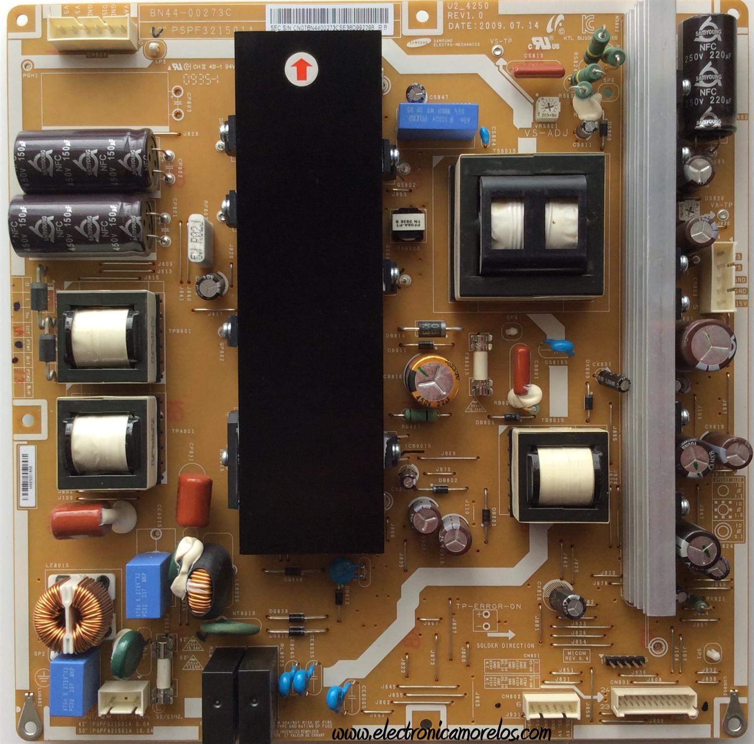FUENTE DE PODER / SAMSUNG BN44-00273C / PSPF321501A / MODELO PN42B450B1DXZA SR22	