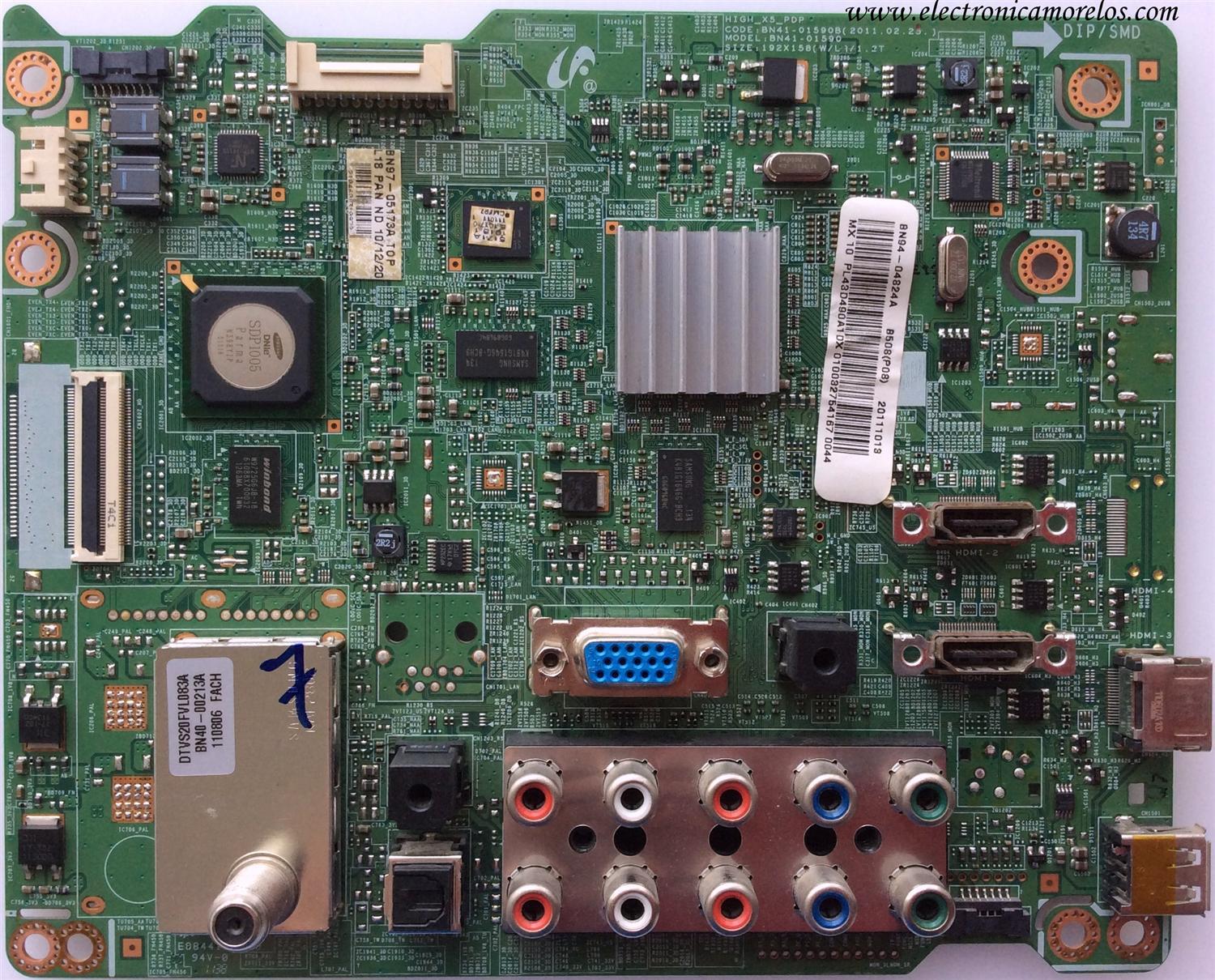 MAIN / SAMSUNG BN94-04824A / BN41-01590B / BN97-05173A / MODELO PL43D490A1DXZX N104	