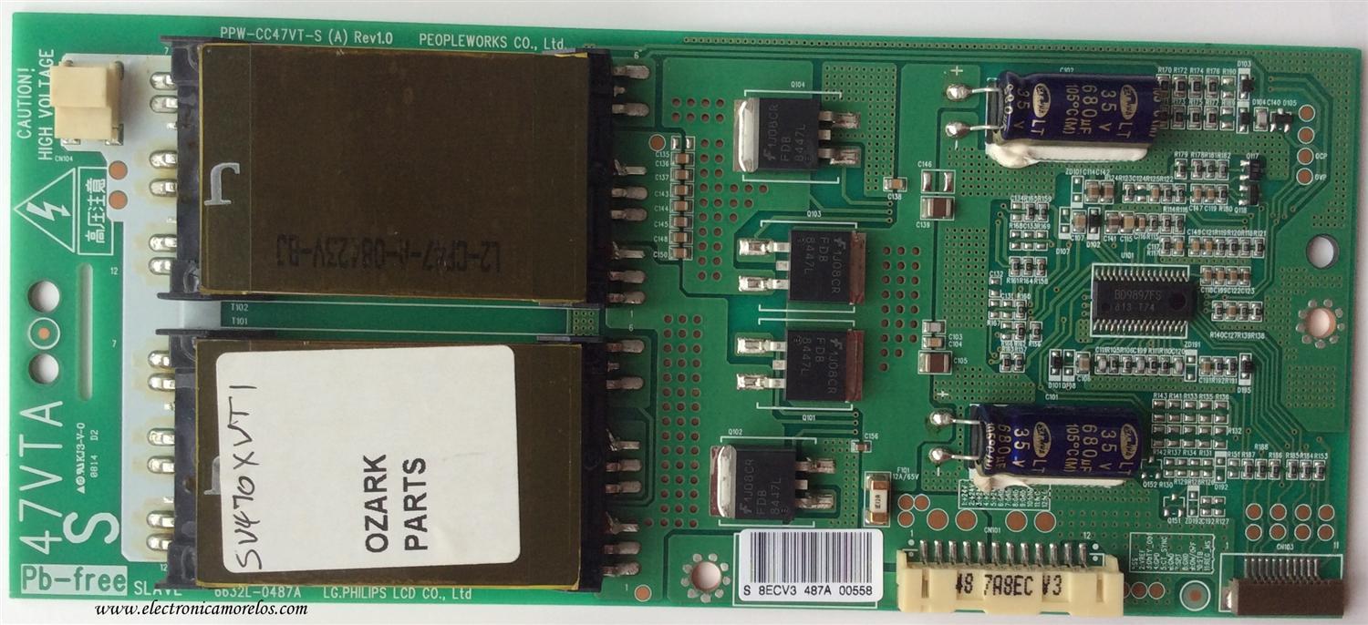BACKLIGHT INVERSOR / VIZIO 6632L-0487A / PPW-CC47VT-S (A) / 6632L-0487A-S / MODELO SV470XVT1A LPPCEAK	