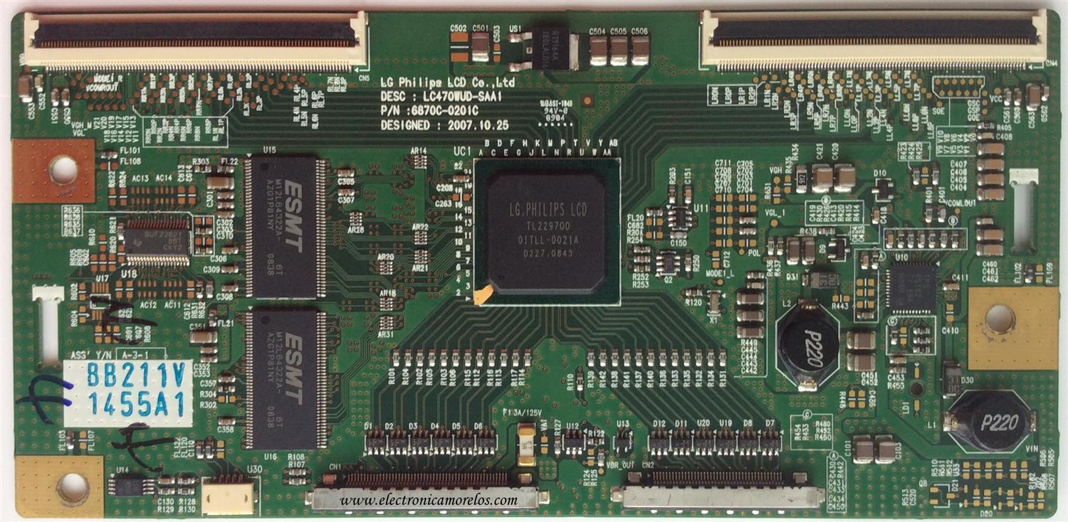 T-CON / VIZIO 6871L-1455A / 6870C-0201C / 1455A / MODELO SV470XVT1A LPPCEAK	