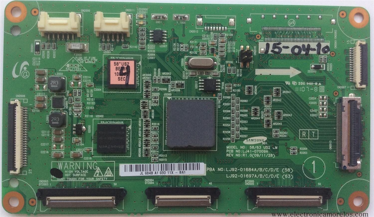 MAIN LOGICA / SAMSUNG BN96-14111A / LJ92-01684B / LJ41-07009A / 684B A1 / PANEL S58FH-YB05 / MODELOS PN58C8000YFXZA / PN58C6500TFXZA / PN58C680G5FXZA / PN58C7000YFXZA / PN58C6400TFXZA L001