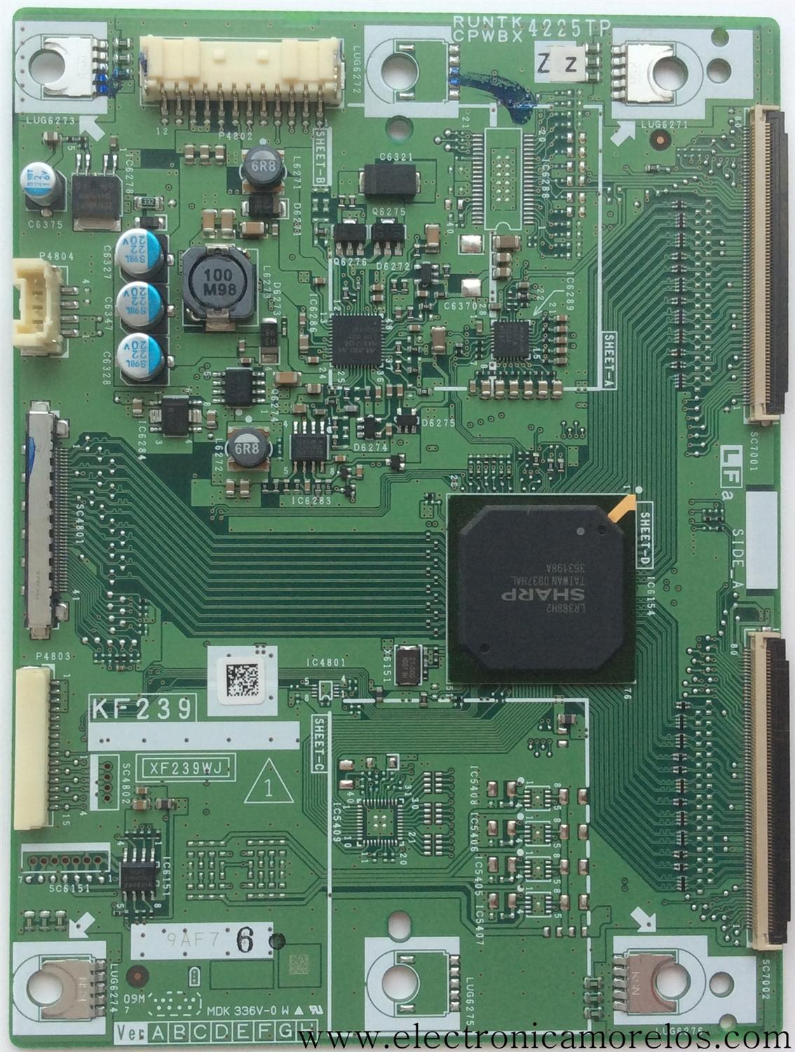 T-CON / SHARP RUNTK4225TPZZ / RUNTK4225TP / CPWBX4225TPZZ / RUNTK / CPWBX / 4225TP / MODELO LC-60E77UN	
