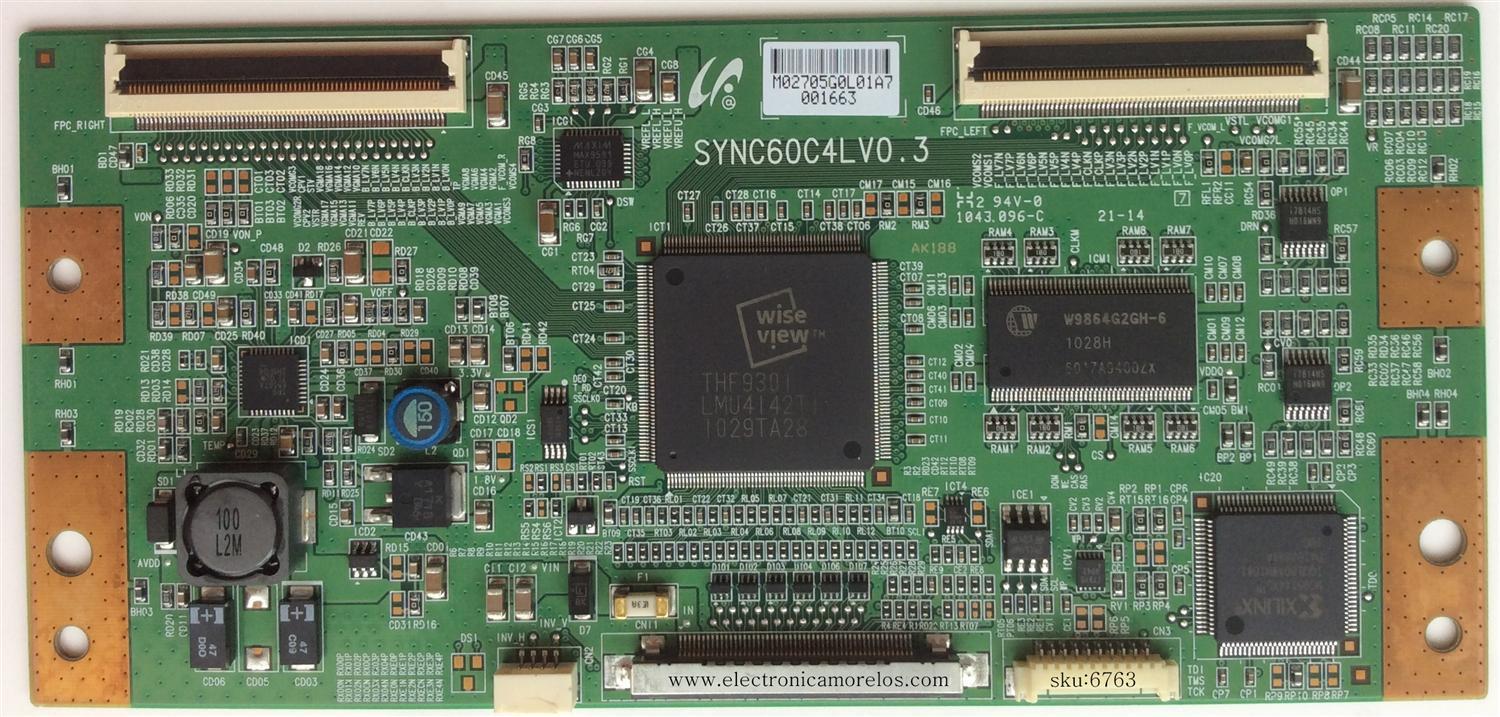 T-CON / HITACHI LJ94-2705G / SYNC60C4LV0.3 / 2705G / MODELO L46VN05U	
